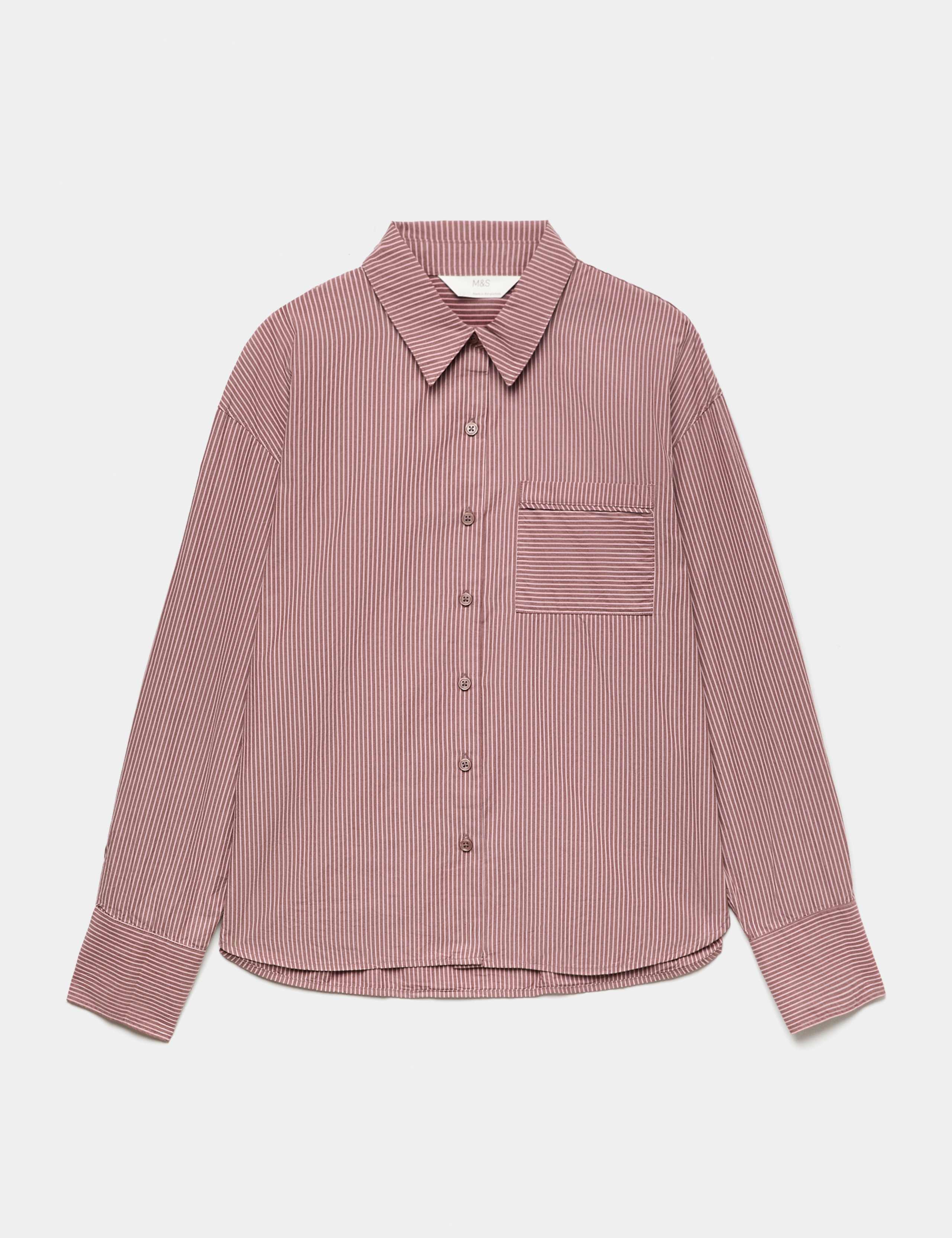 Pure Cotton Poplin Striped Pyjama Shirt 2 of 6