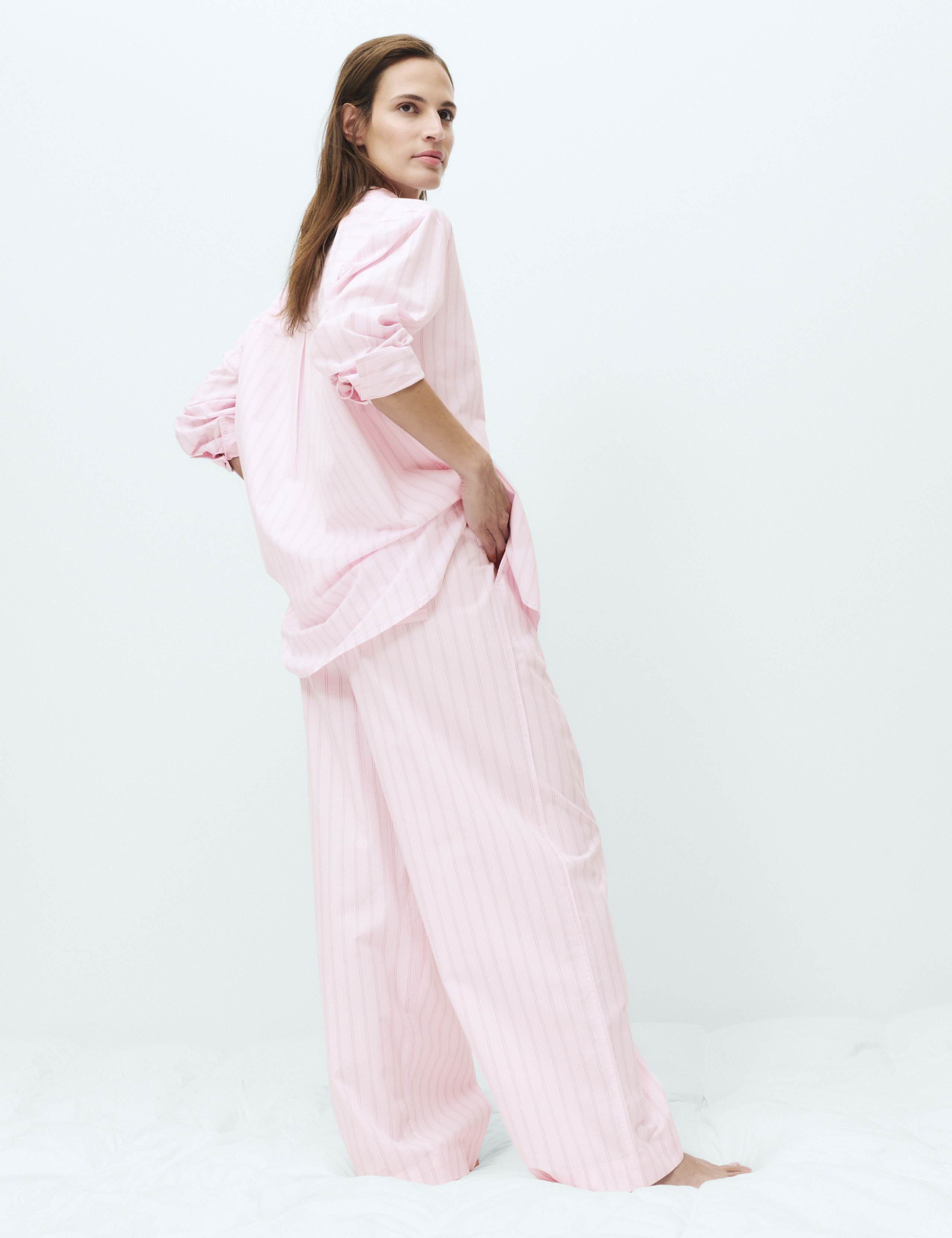 Pure Cotton Poplin Striped Pyjama Shirt 4 of 6
