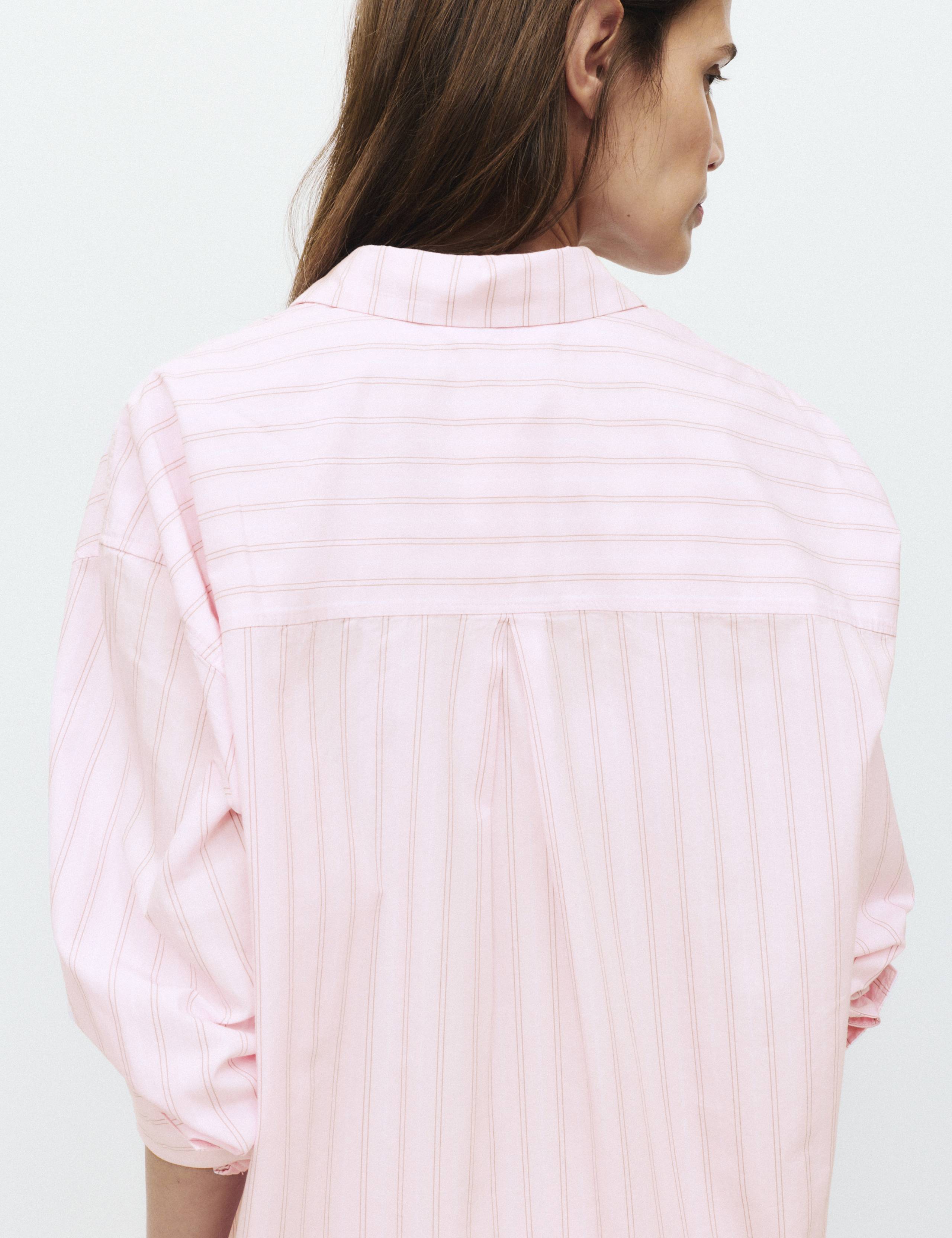 Pure Cotton Poplin Striped Pyjama Shirt 5 of 6
