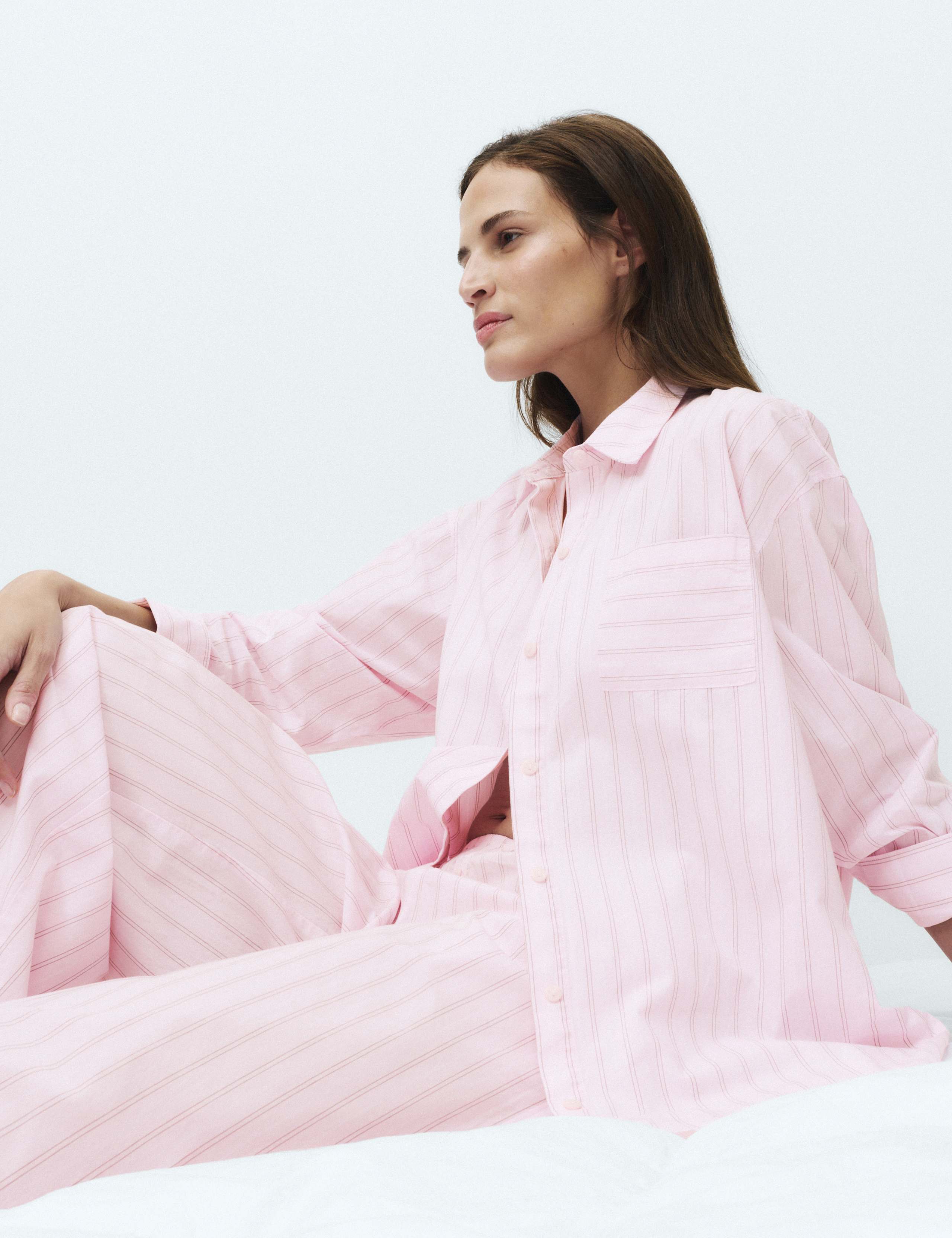 Pure Cotton Poplin Striped Pyjama Shirt 6 of 6
