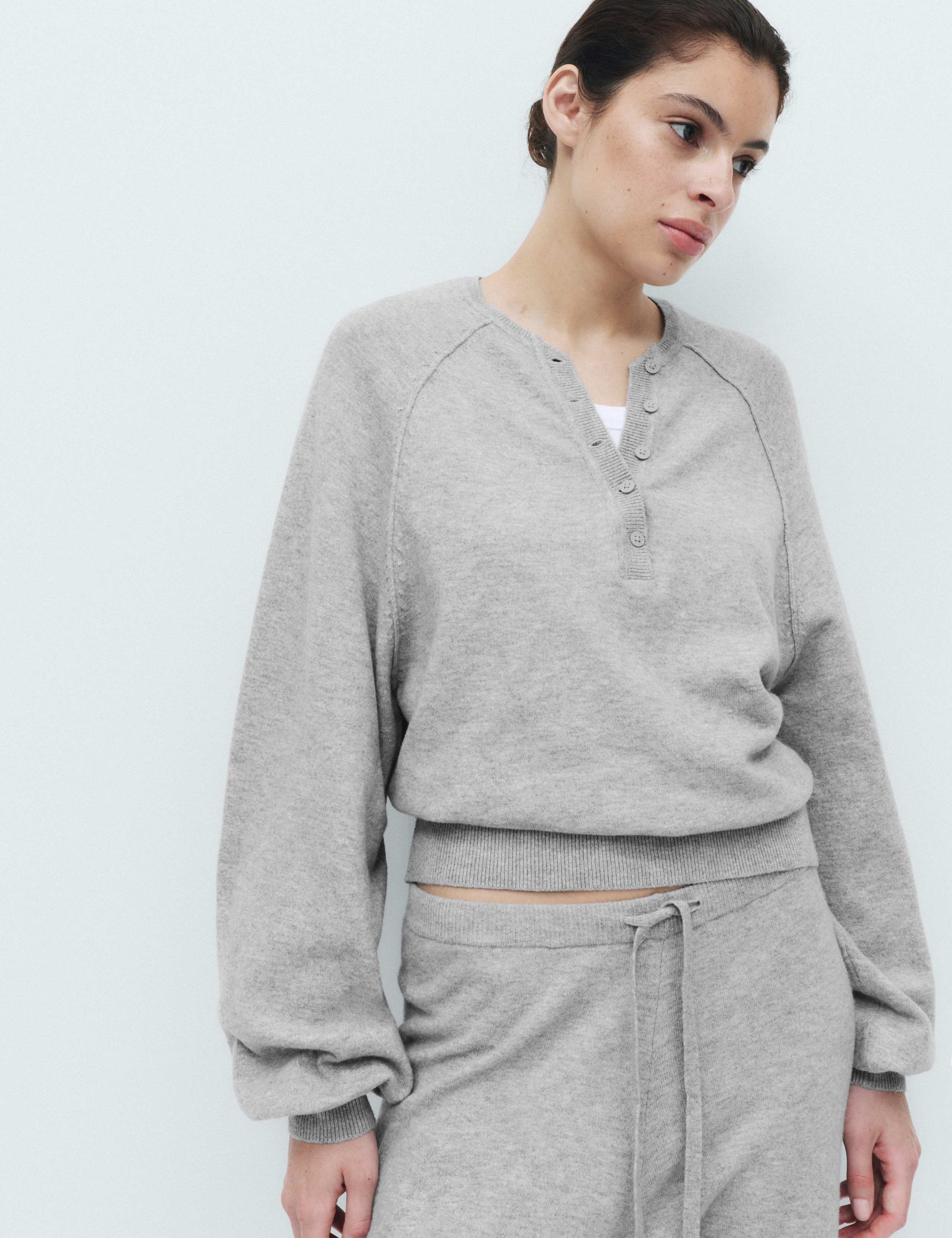 Knitted Oversized Henley Lounge Jumper 5 of 5