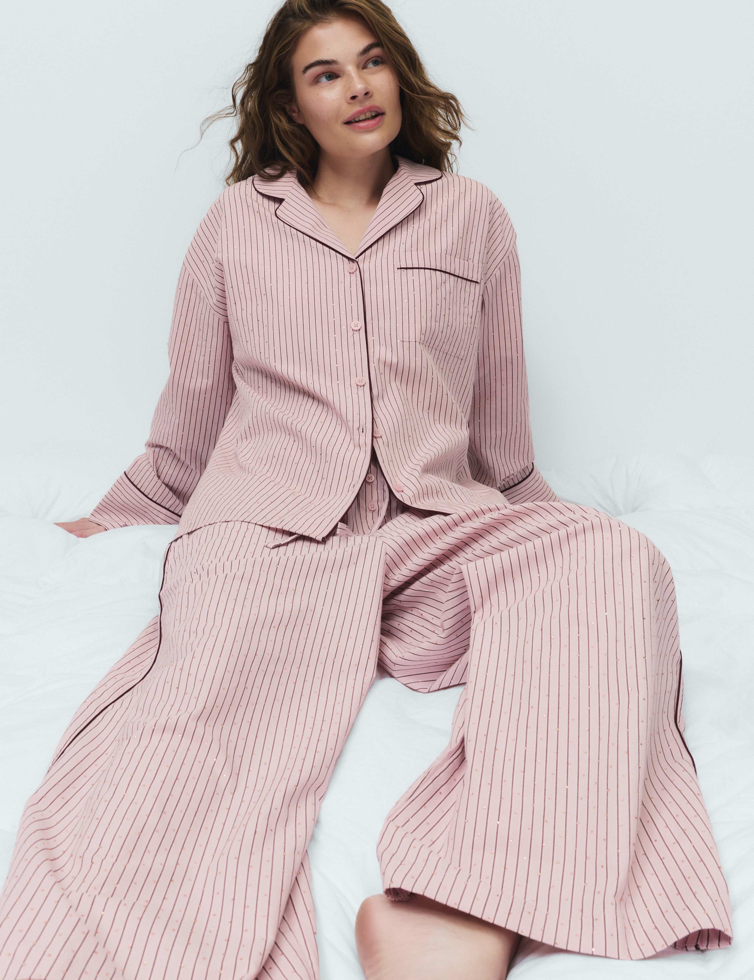 Pure Cotton Embellished Pyjama Shirt 1 of 5