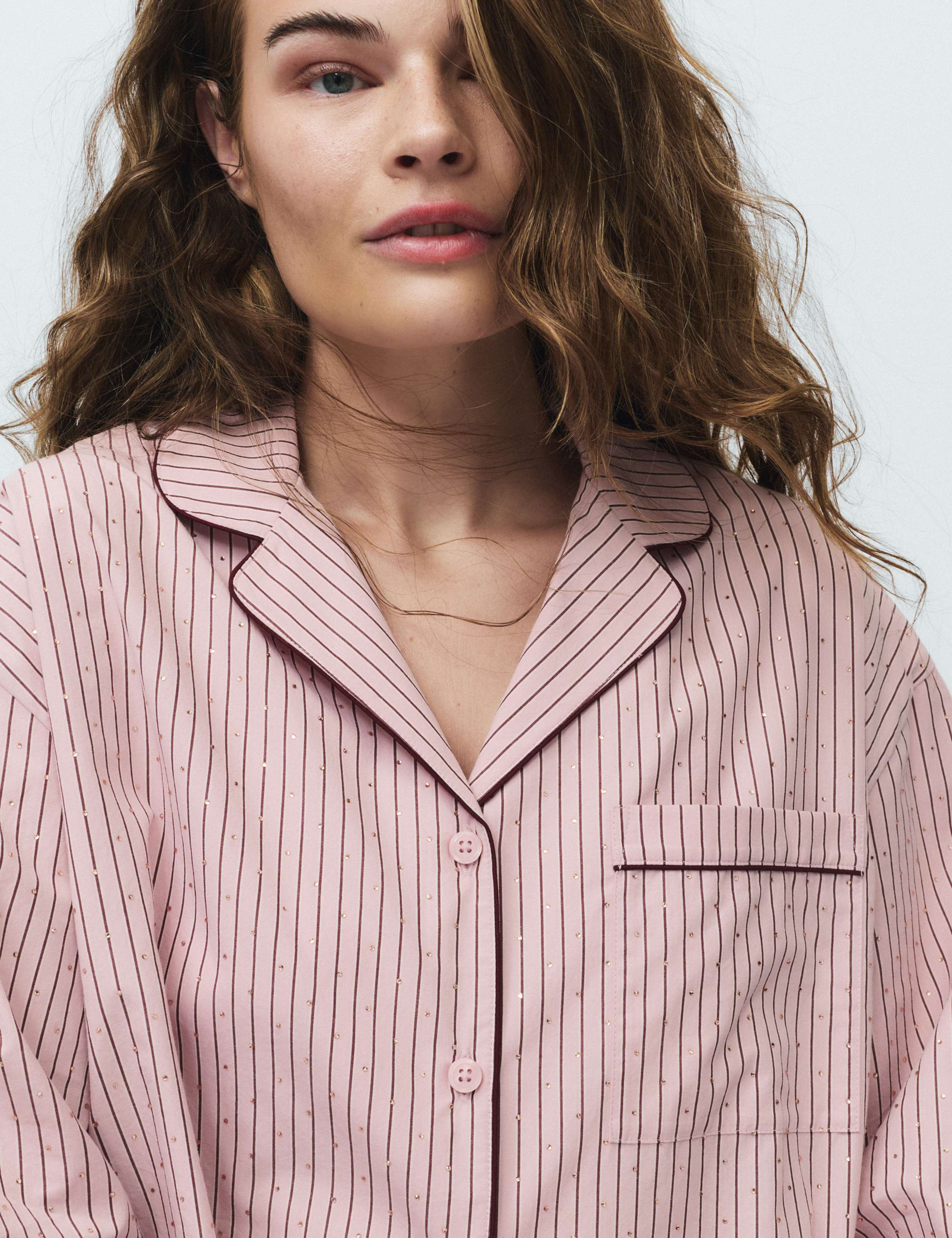Pure Cotton Embellished Pyjama Shirt 3 of 5