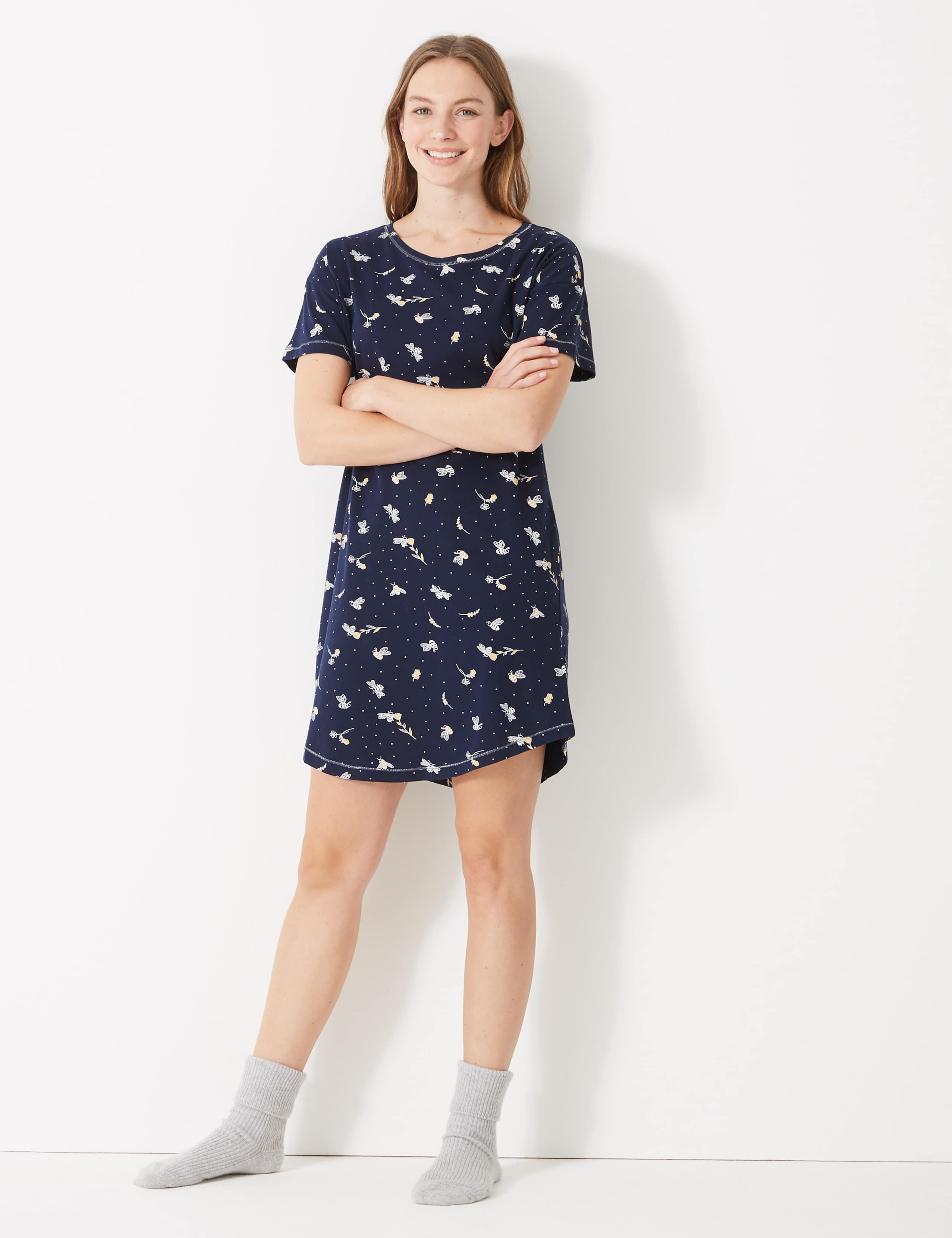 Pure Cotton Bee Short Nightdress 1 of 3