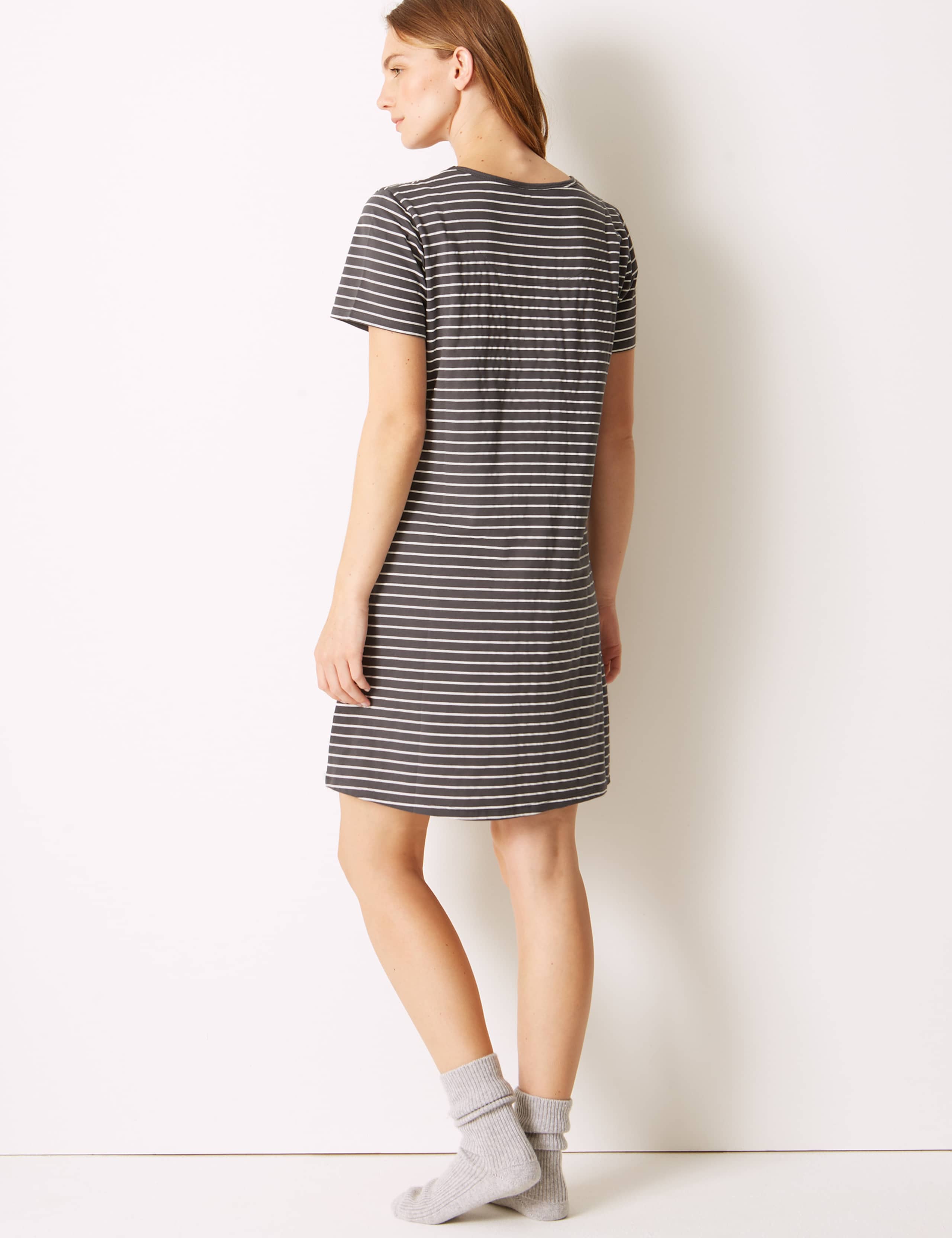 Pure Cotton Striped Short Nightdress 3 of 5