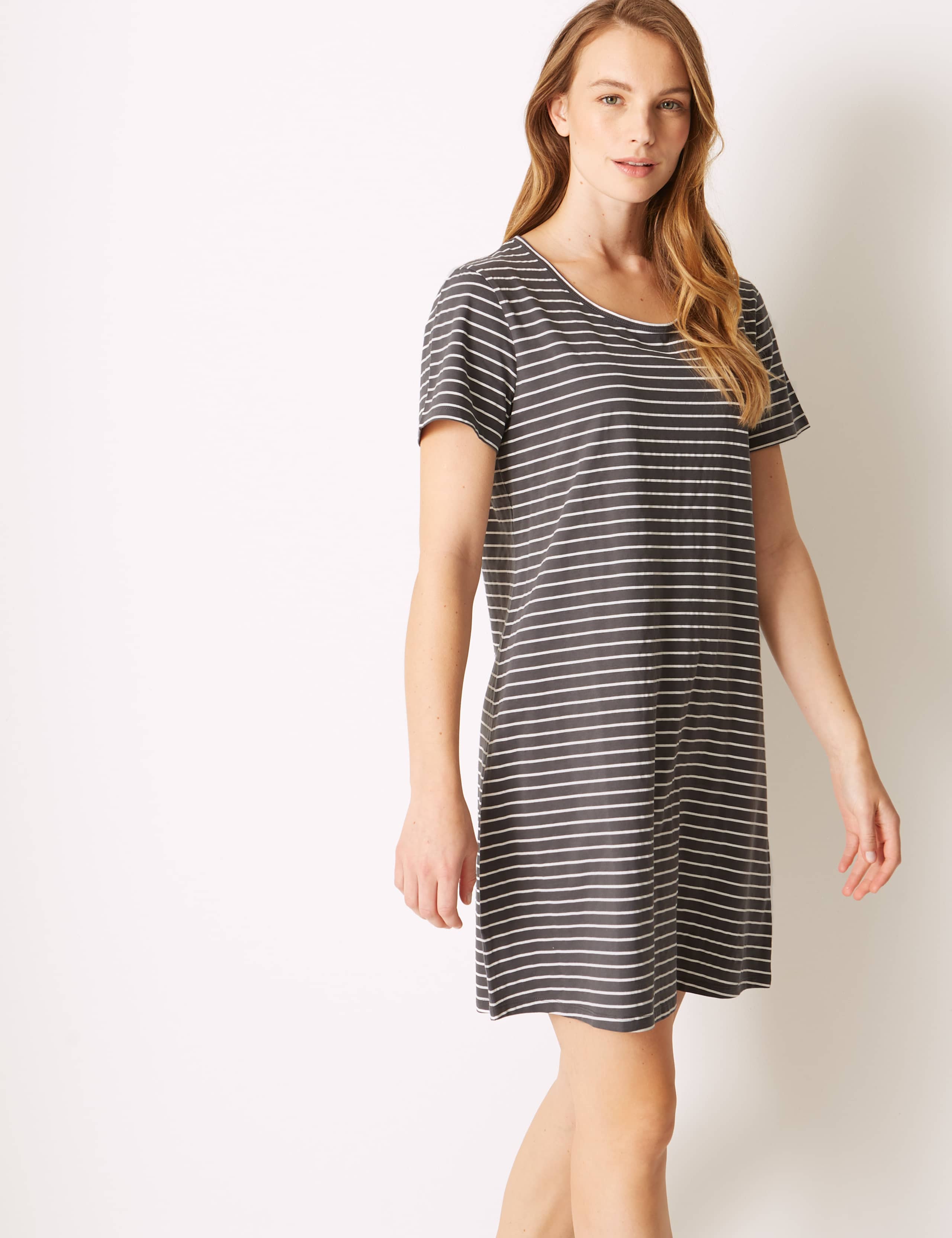 Pure Cotton Striped Short Nightdress 4 of 5