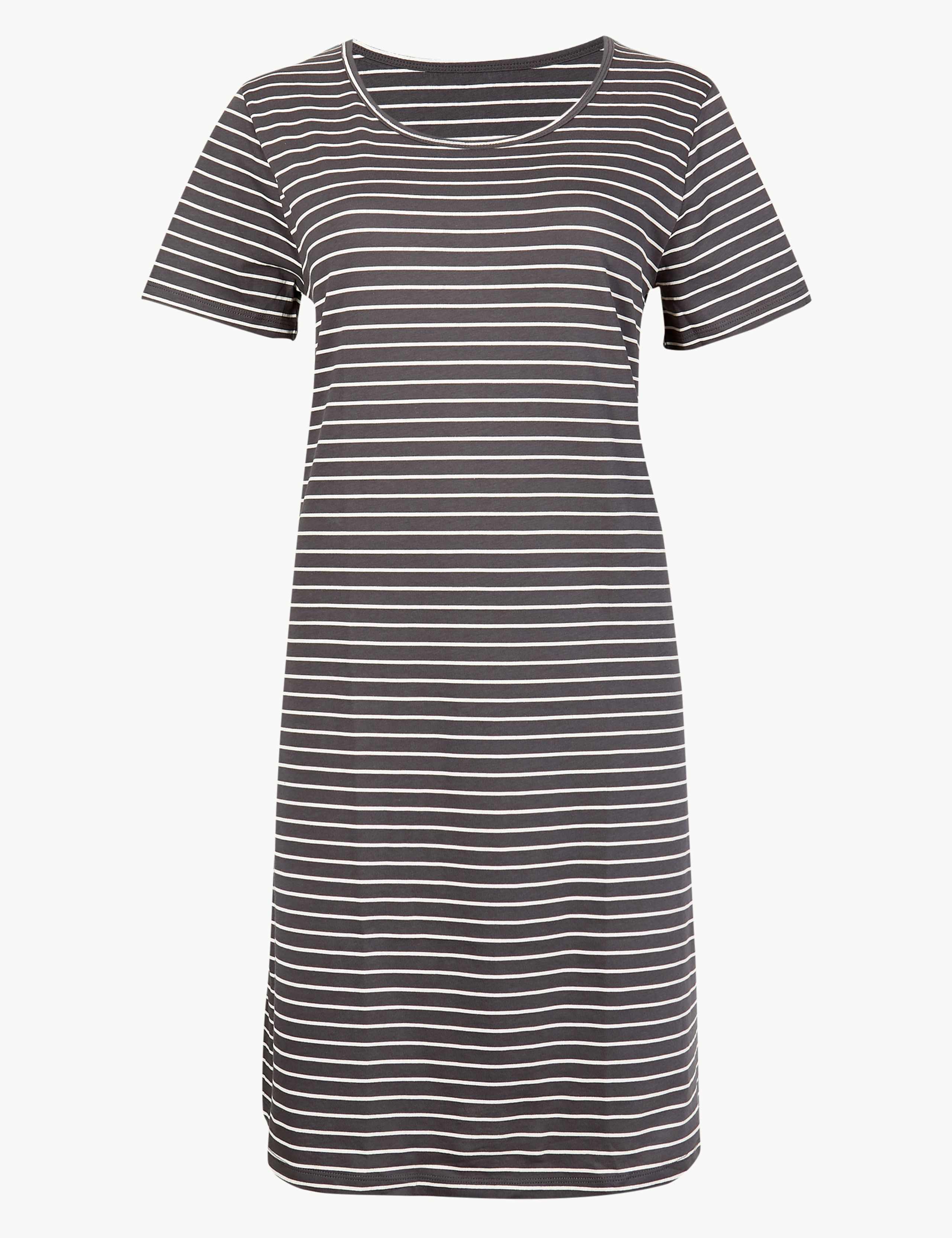 Pure Cotton Striped Short Nightdress 2 of 5