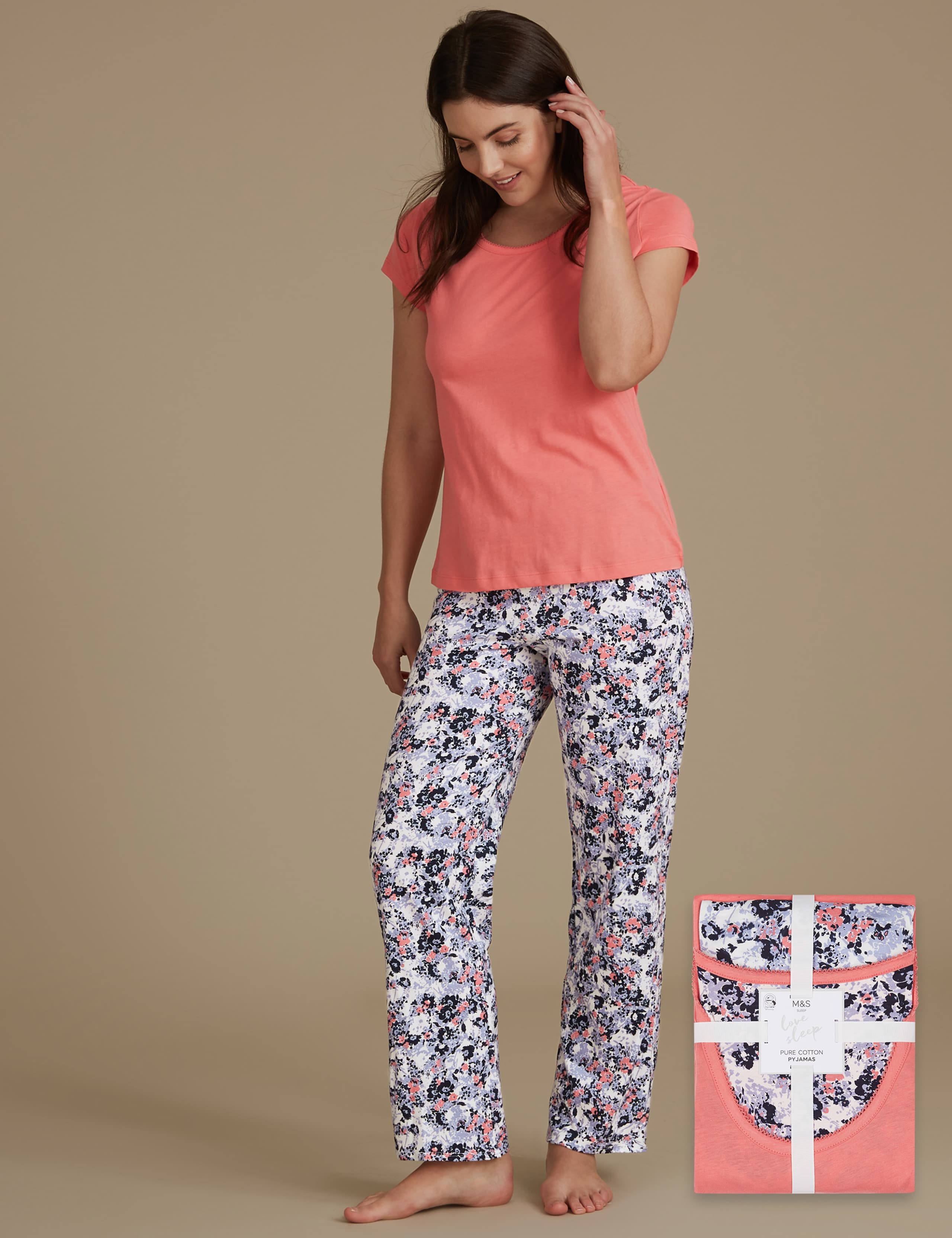 Pure Cotton Printed Short Sleeve Pyjama Set 1 of 7