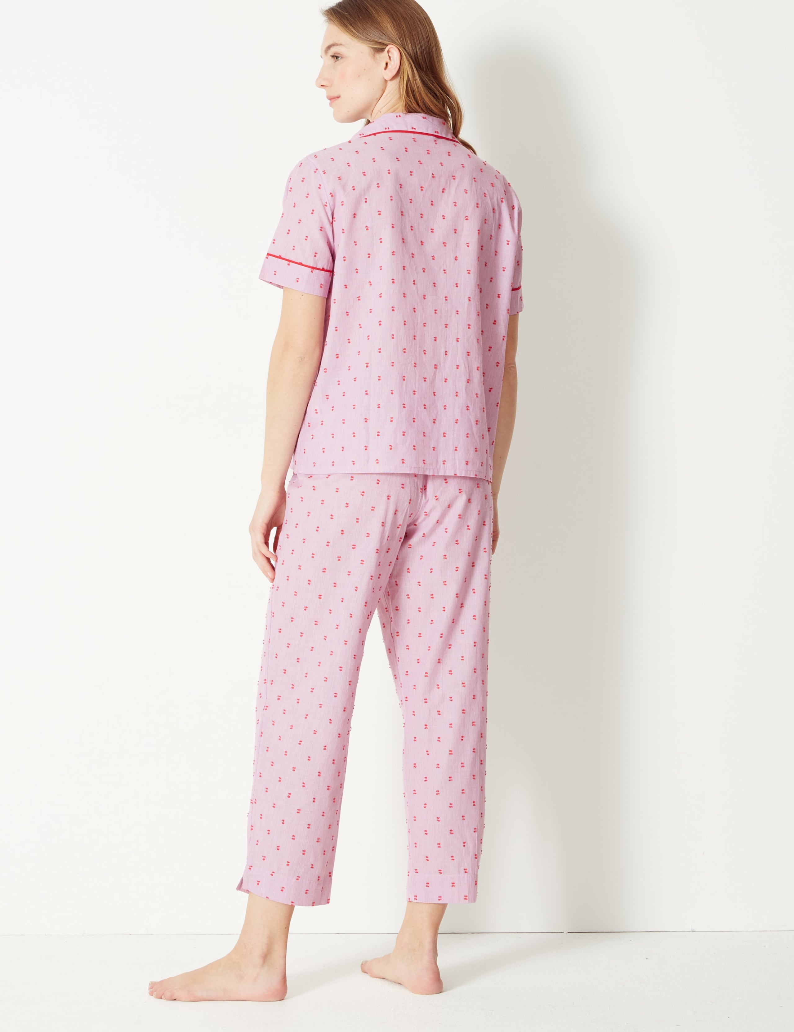 Pure Cotton Dobby Revere Collar Pyjama Set 2 of 3