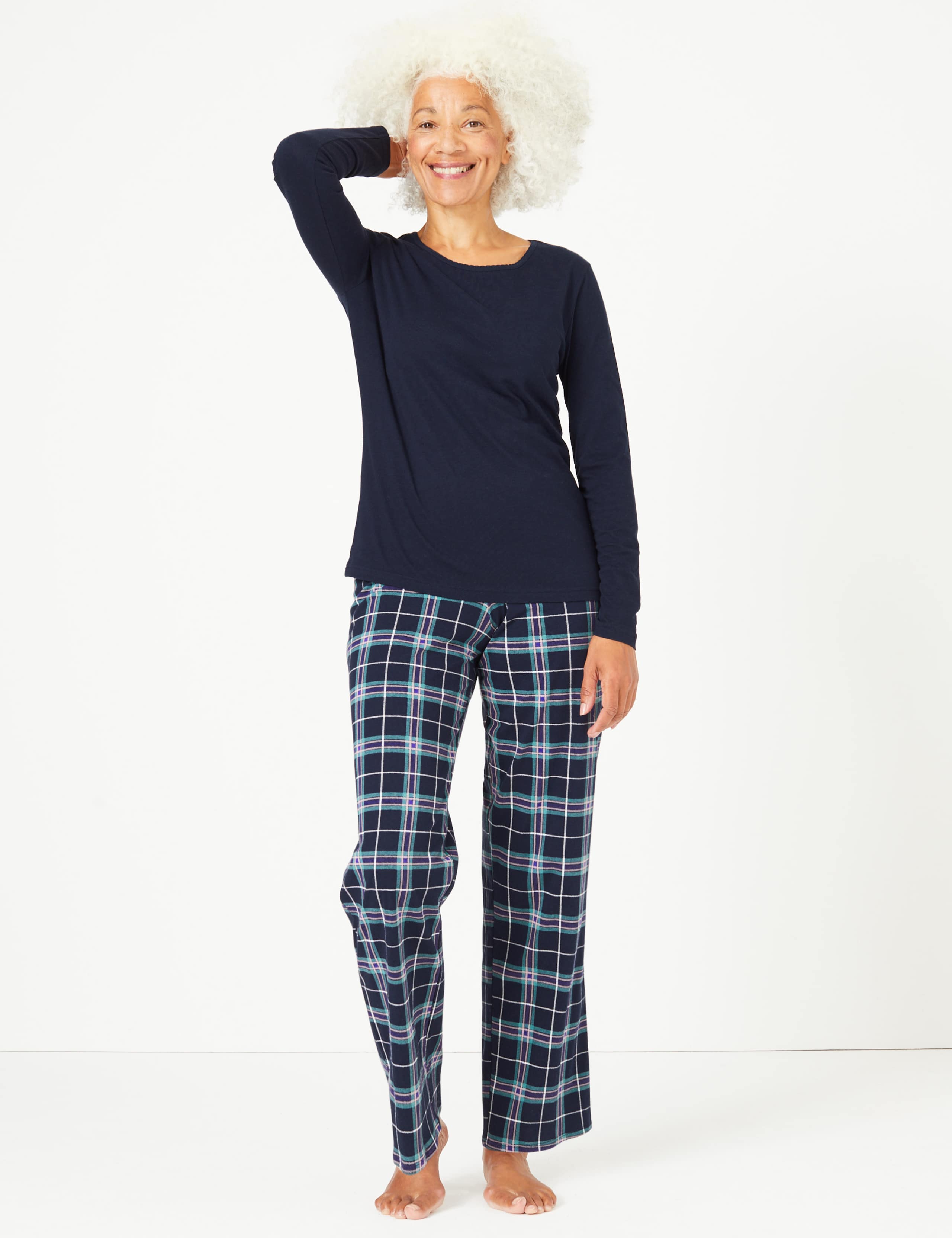 Pure Cotton Check Print Pyjama Set 1 of 6