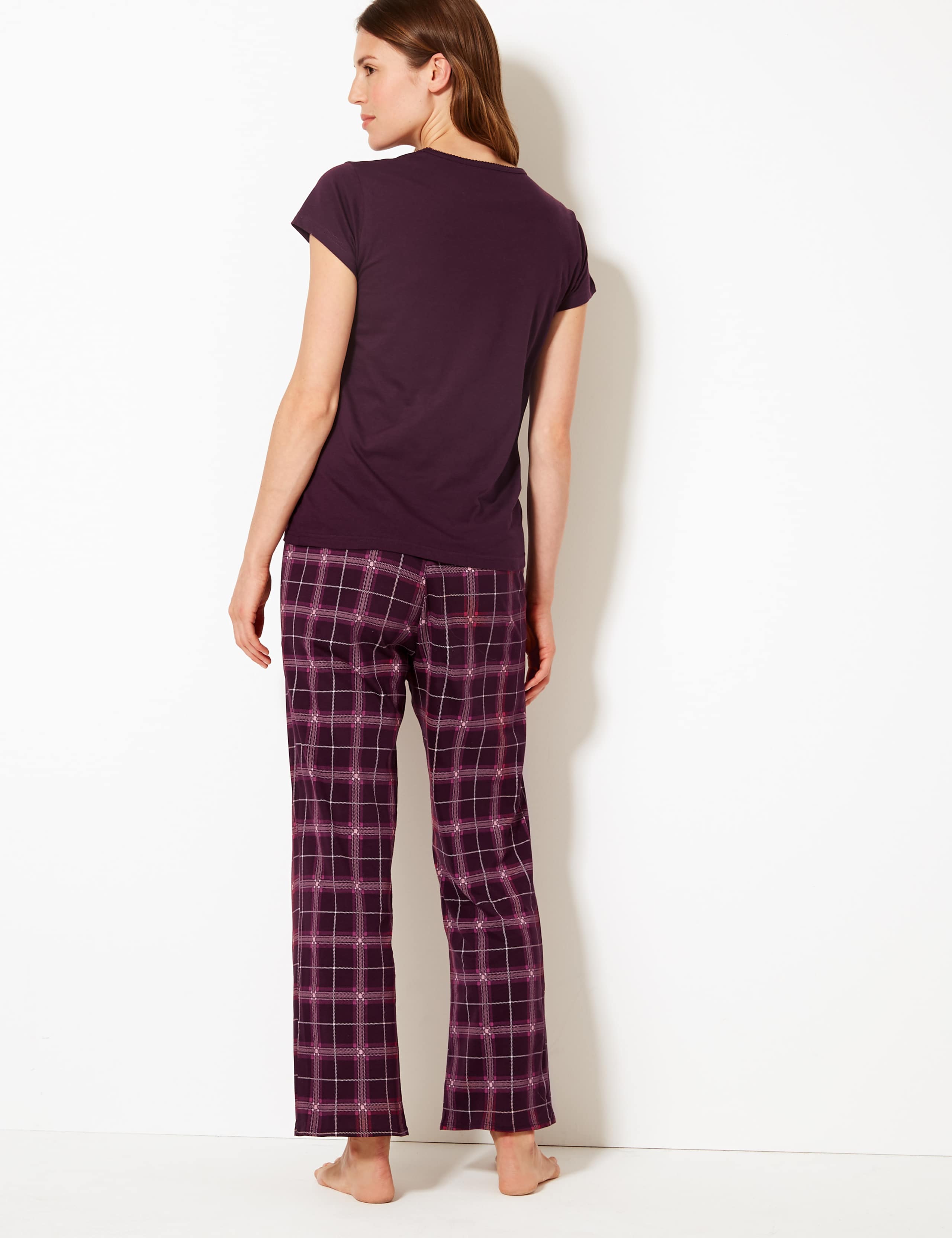 Pure Cotton Checked Pyjama Set 2 of 4