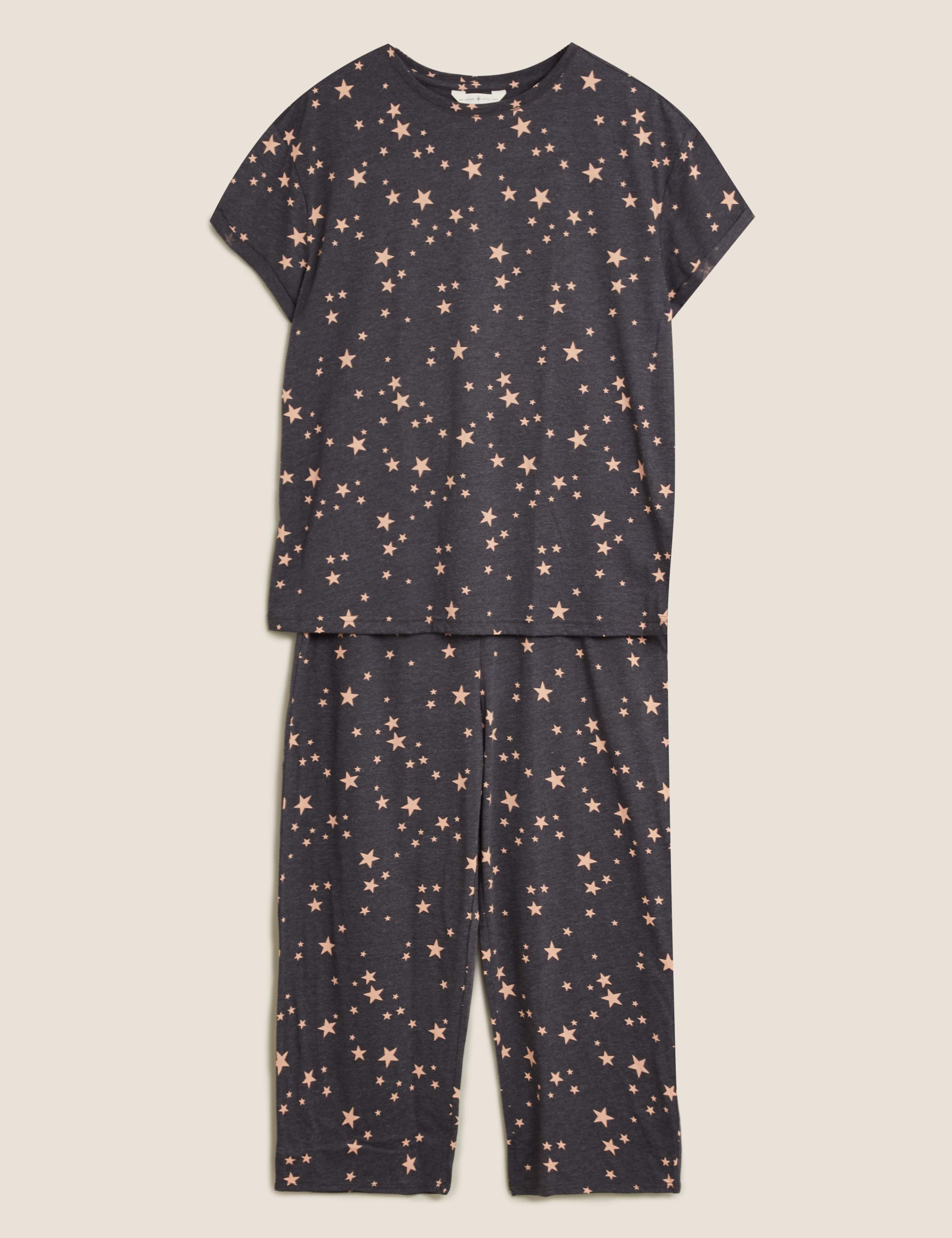 Cotton Star Print Cropped Pyjama Set 2 of 5