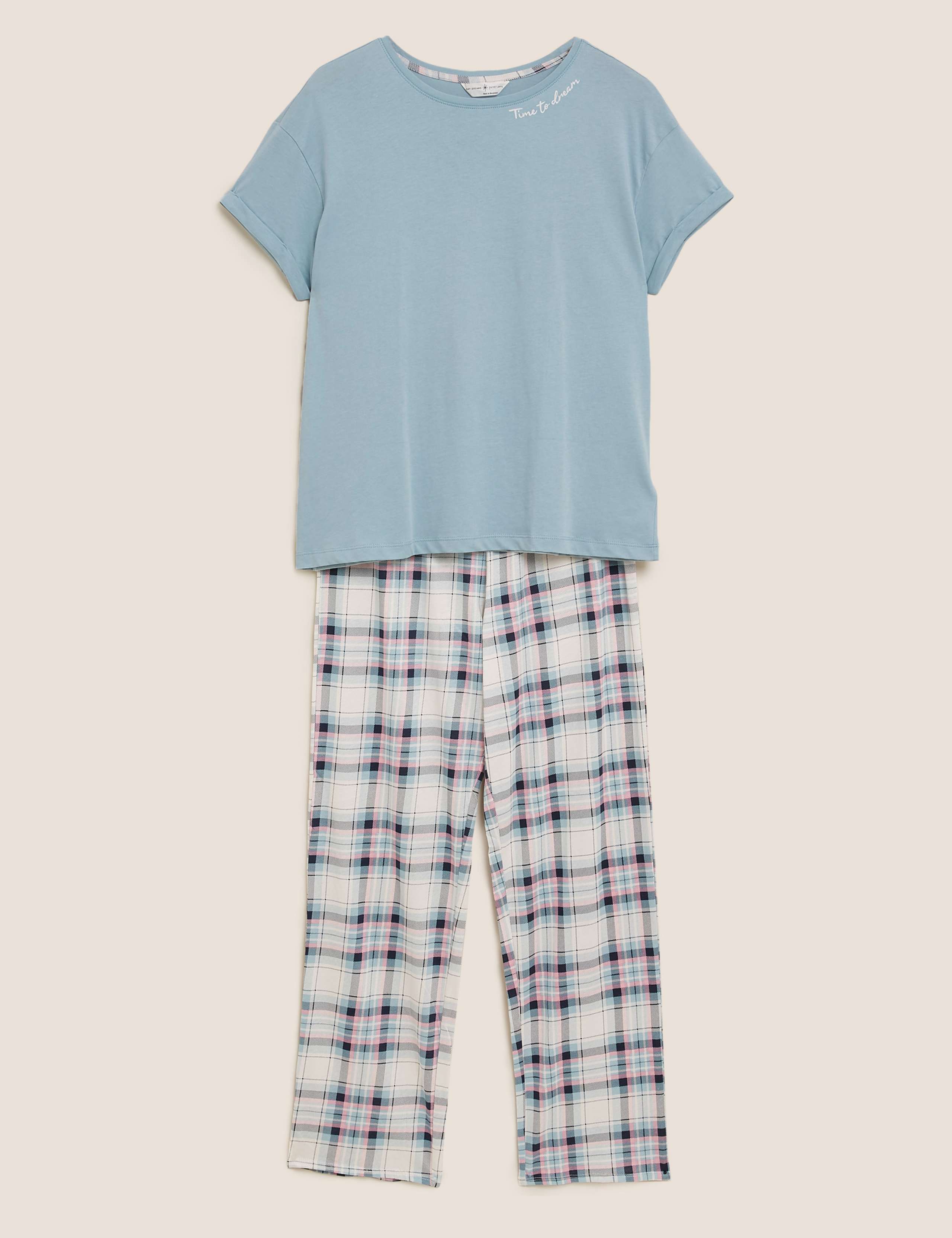 Pure Cotton Time To Dream Slogan Pyjama Set 2 of 5