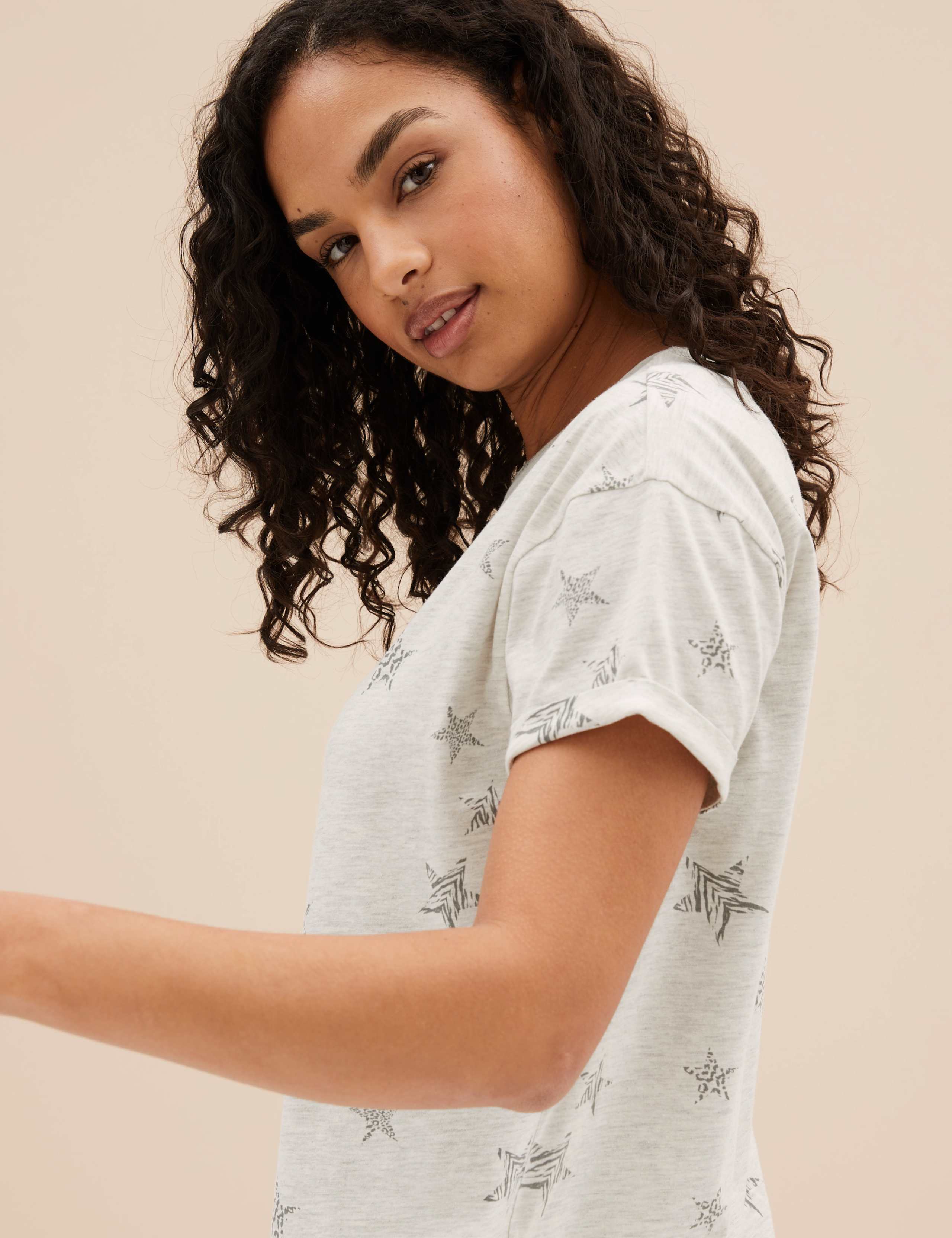 Cotton Rich Star Print Pyjama Set 3 of 7