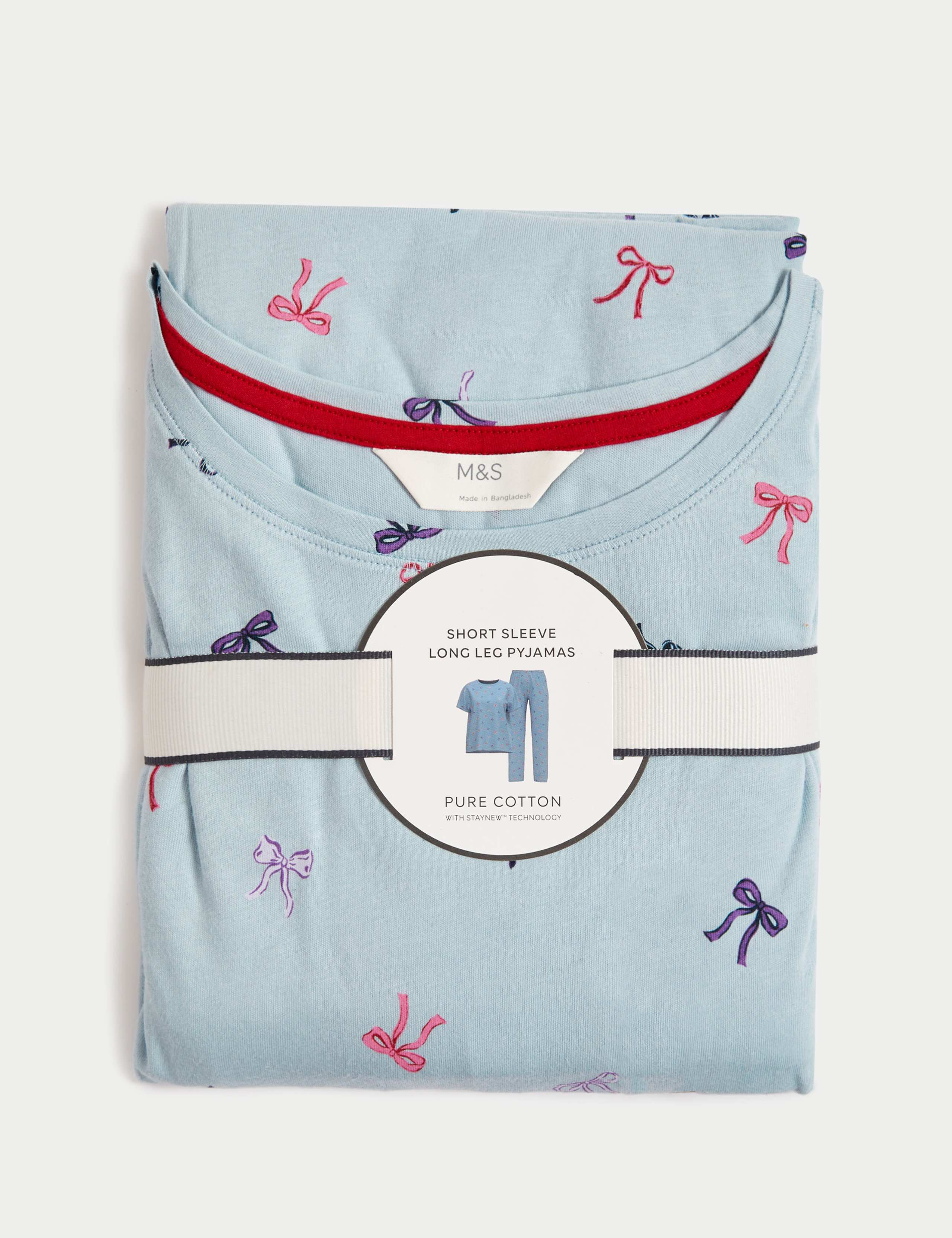 Pure Cotton Bow Print Pyjama Set 6 of 6