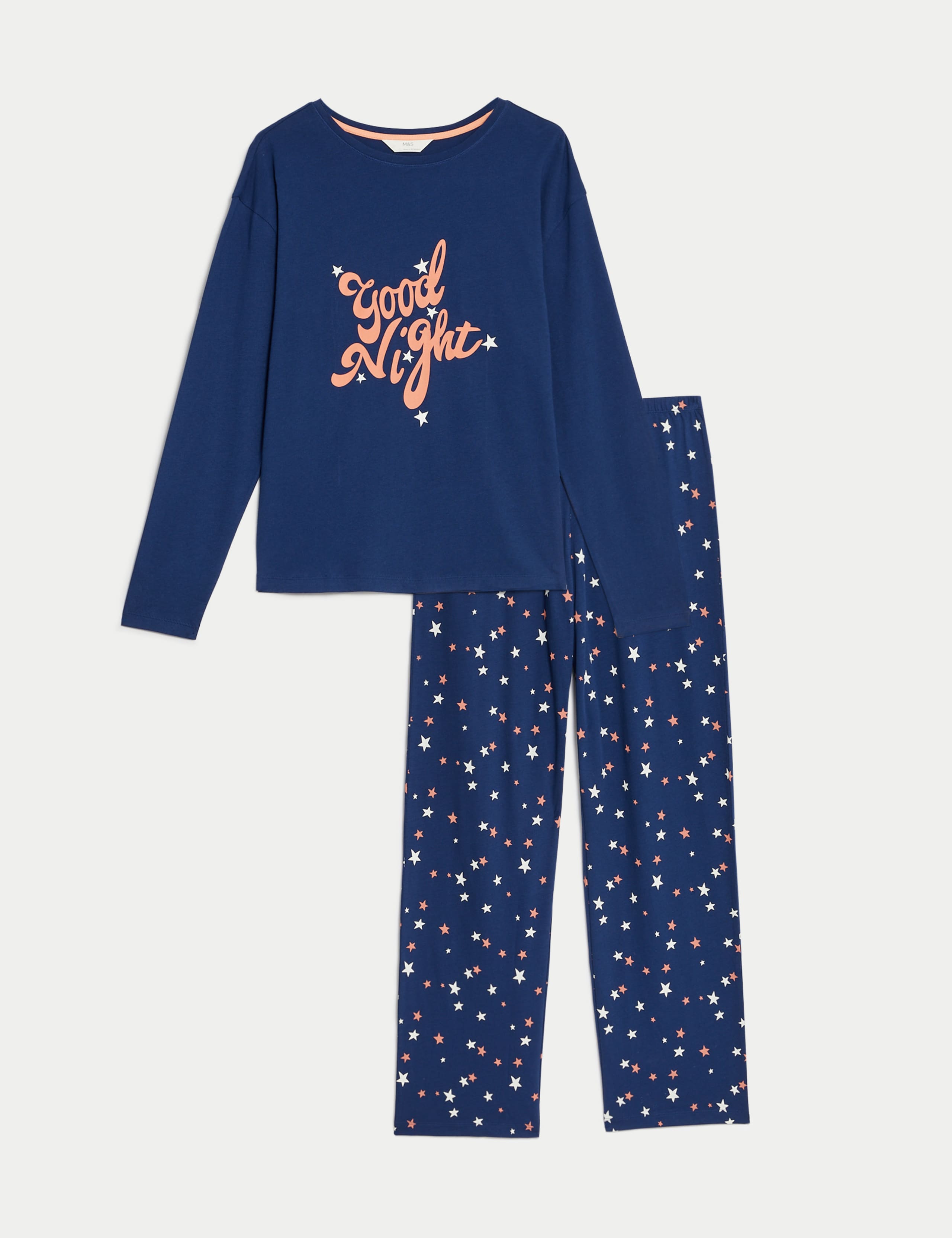 Pure Cotton Good Night Slogan Pyjama Set 2 of 6