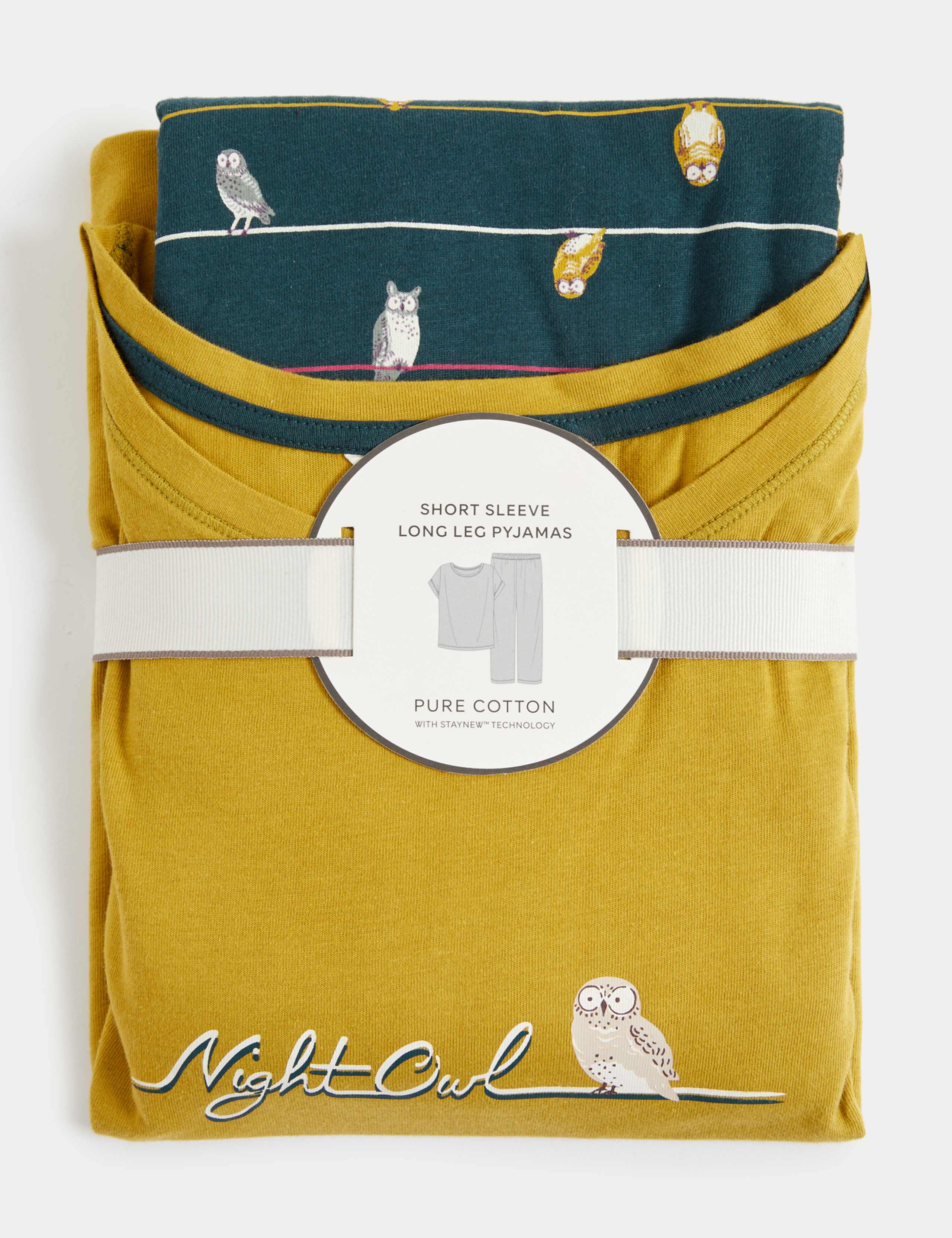 Pure Cotton Night Owl Slogan Pyjama Set 2 of 2