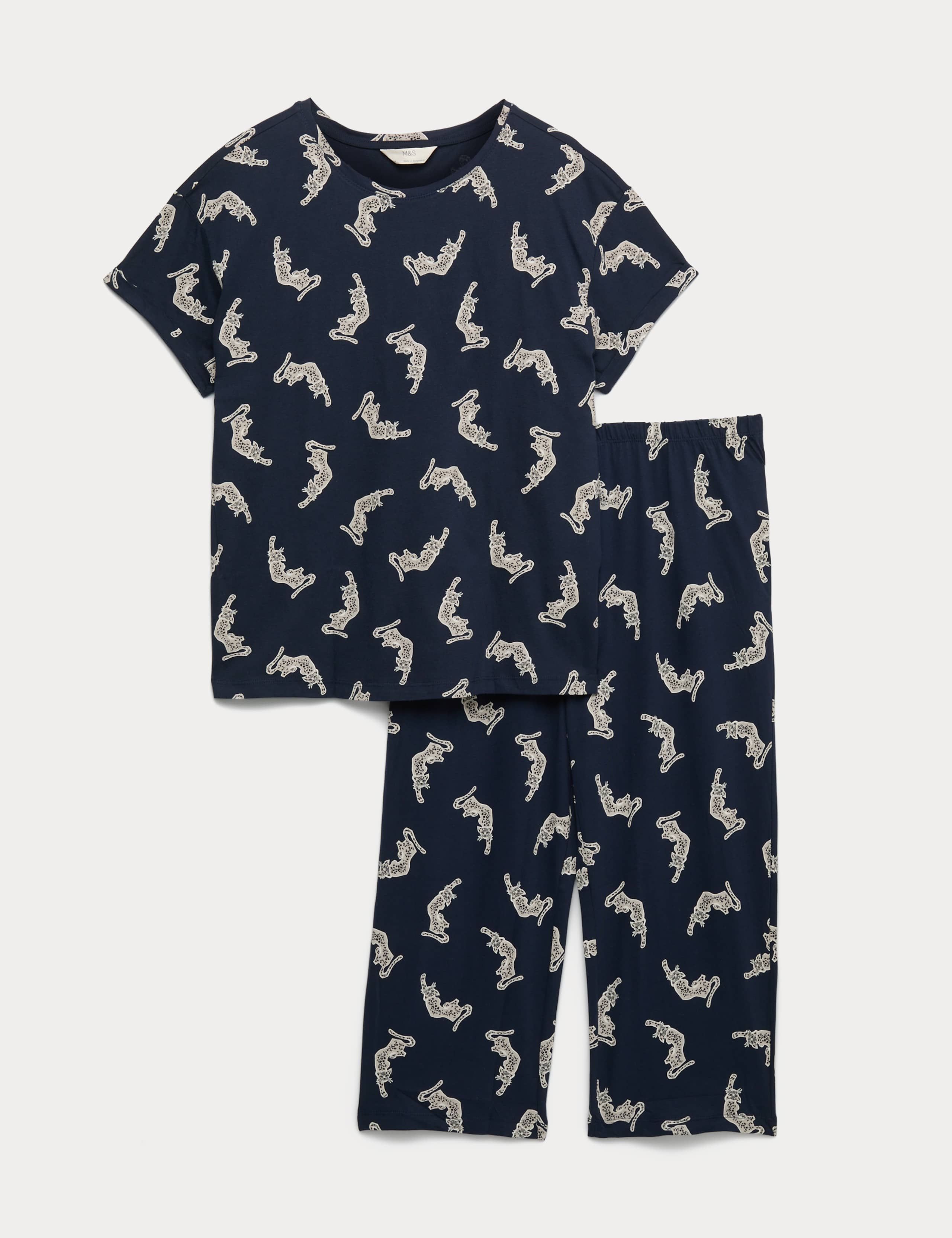 Cotton Rich Printed Cropped Pyjama Set 2 of 5