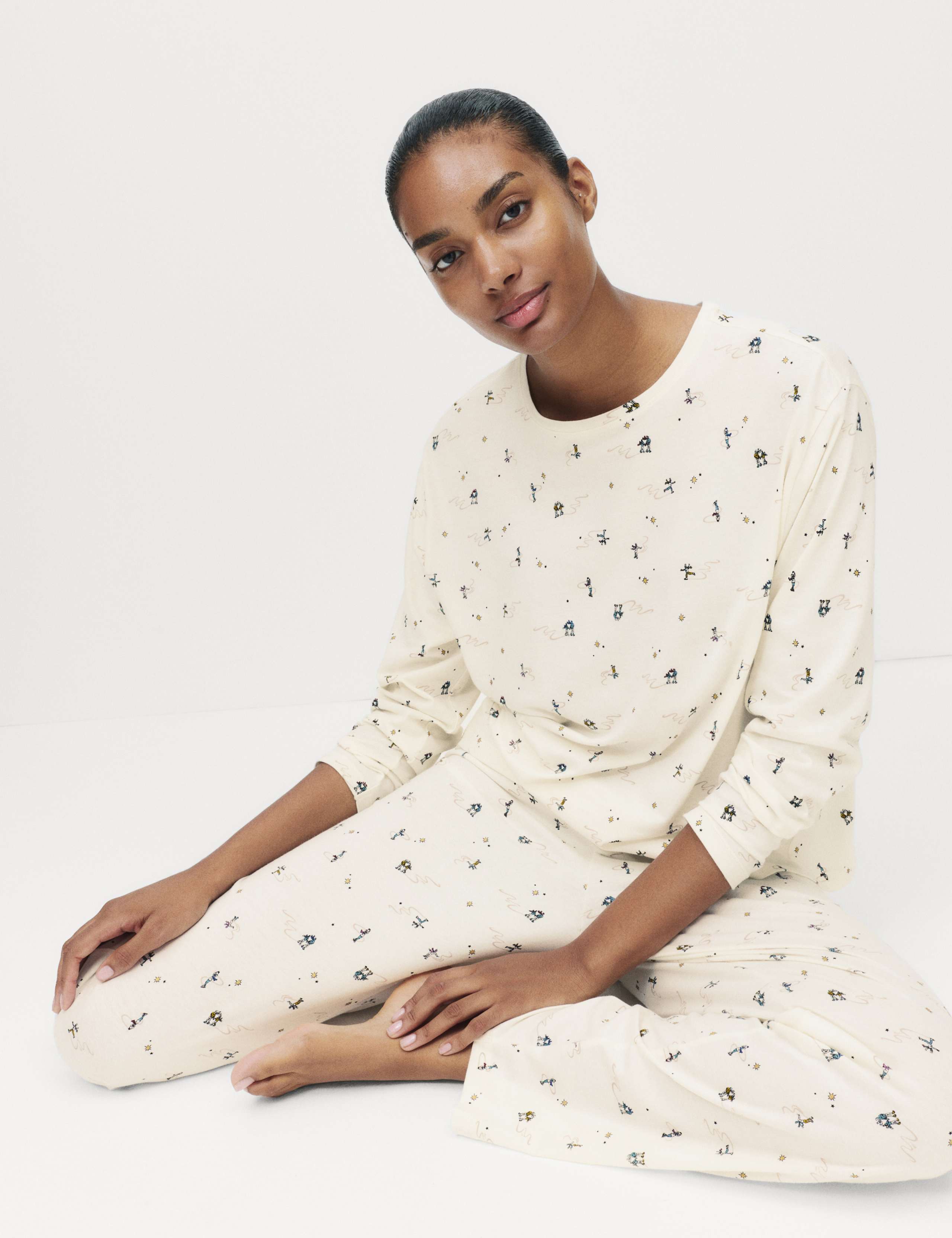 Pure Cotton Printed Pyjama Set 1 of 5