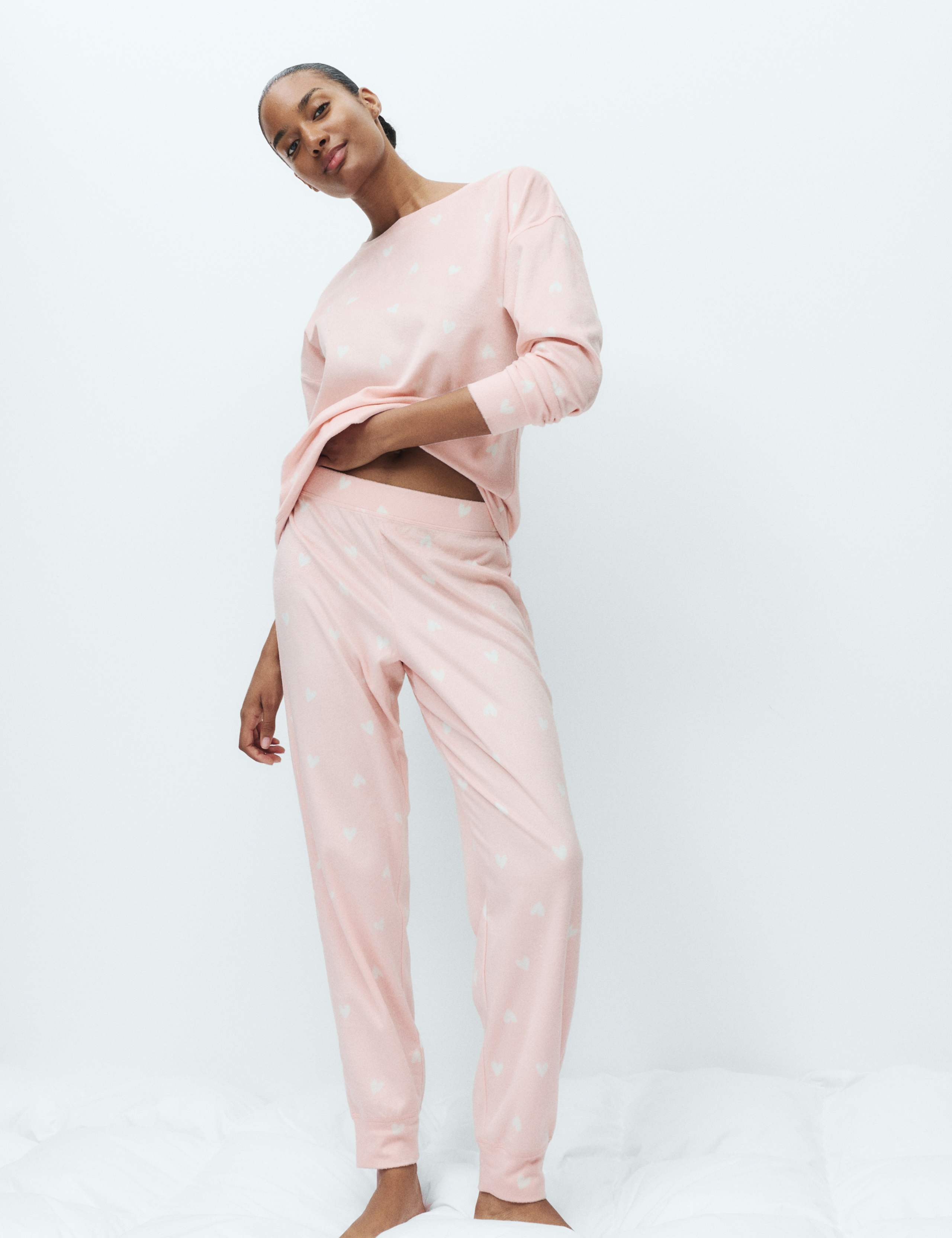 Fleece Star Print Cuffed Hem Pyjama Set 3 of 5