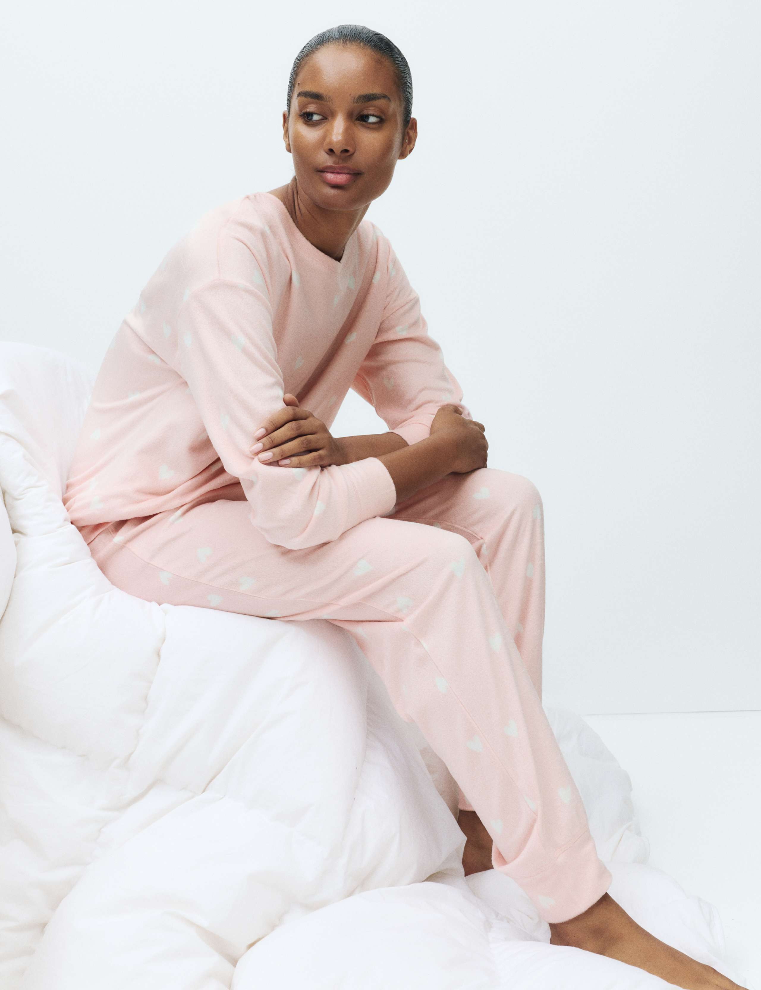Fleece Star Print Cuffed Hem Pyjama Set 5 of 5