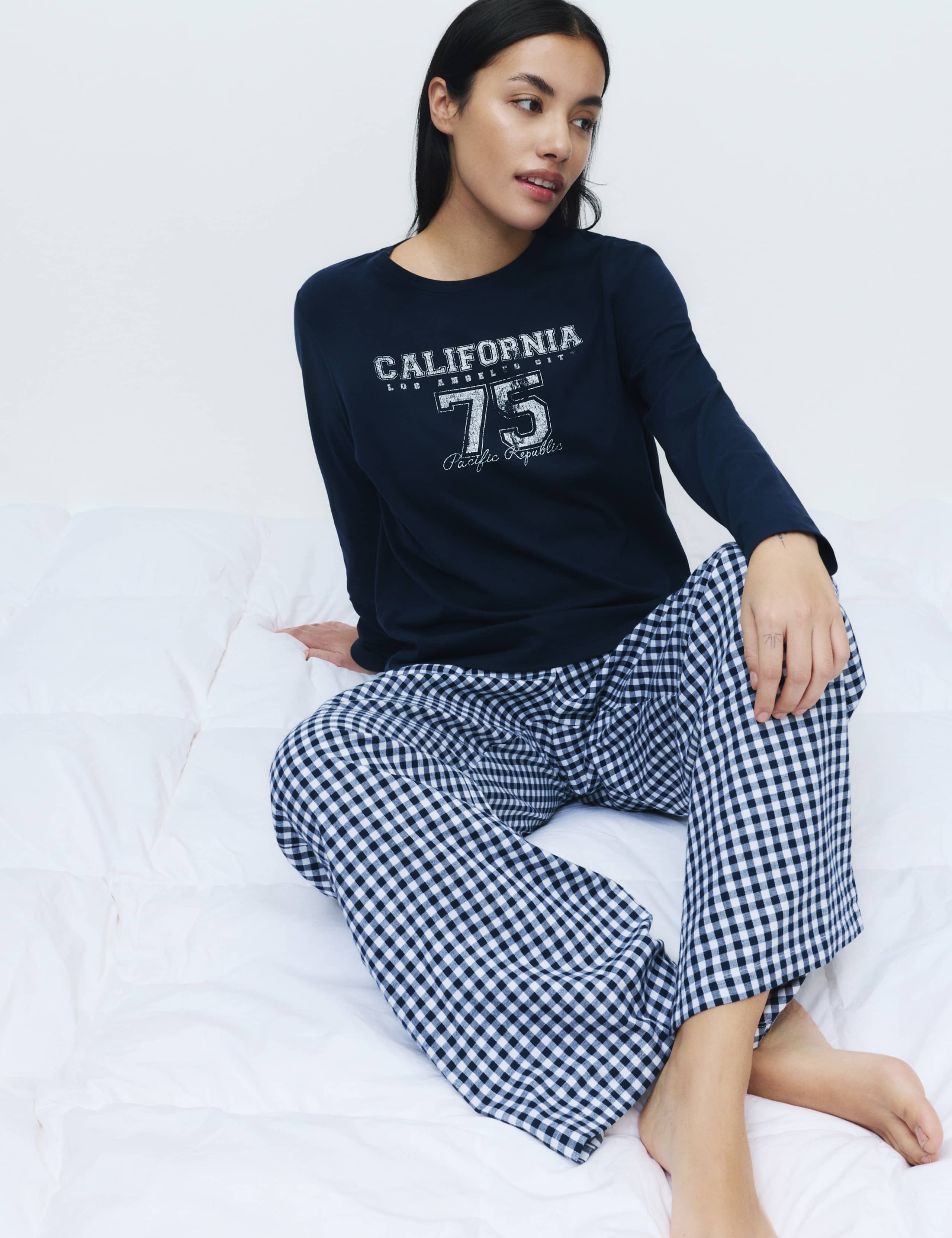 Pure Cotton Printed Long Sleeve Pyjama Set 1 of 5