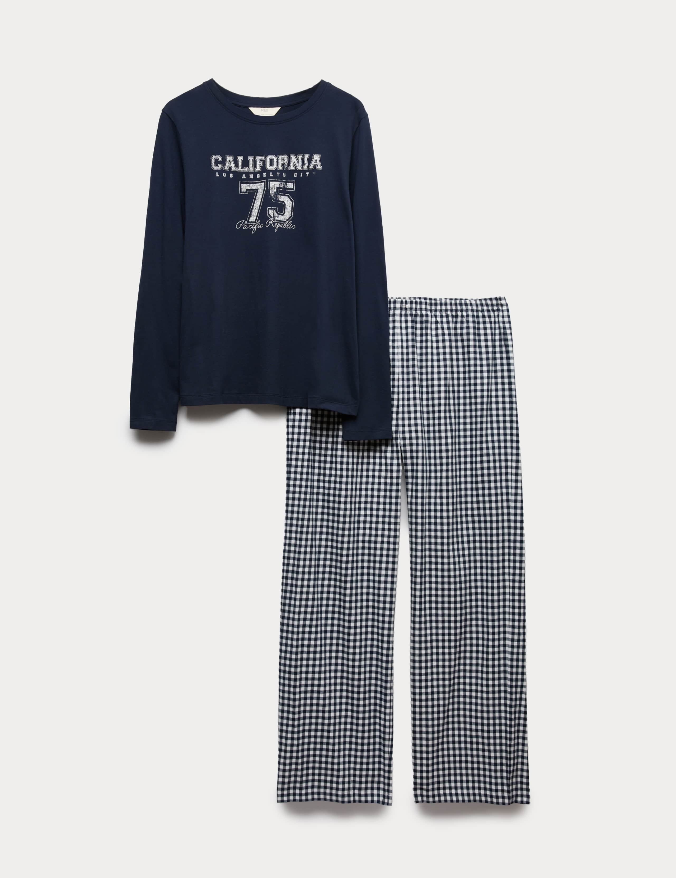 Pure Cotton Printed Long Sleeve Pyjama Set 2 of 5