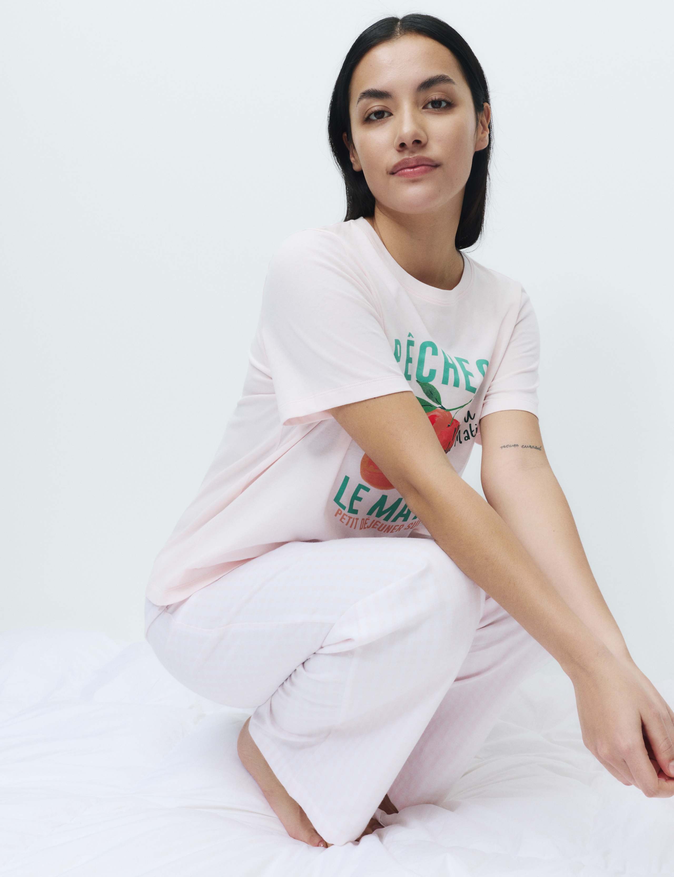 Pure Cotton Pyjama Set With Woven Bottoms 3 of 4