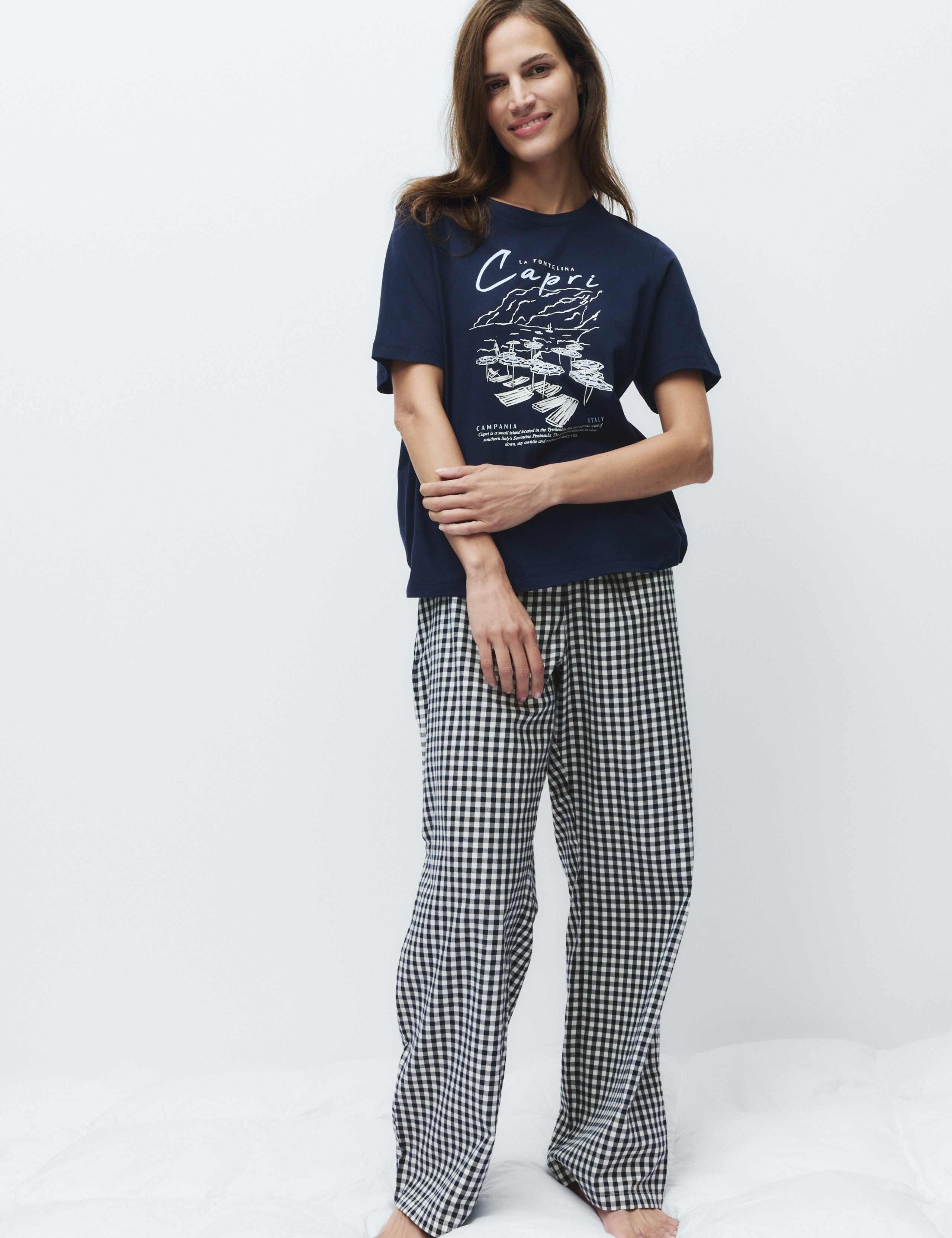 Pure Cotton Pyjama Set With Woven Bottoms 3 of 5