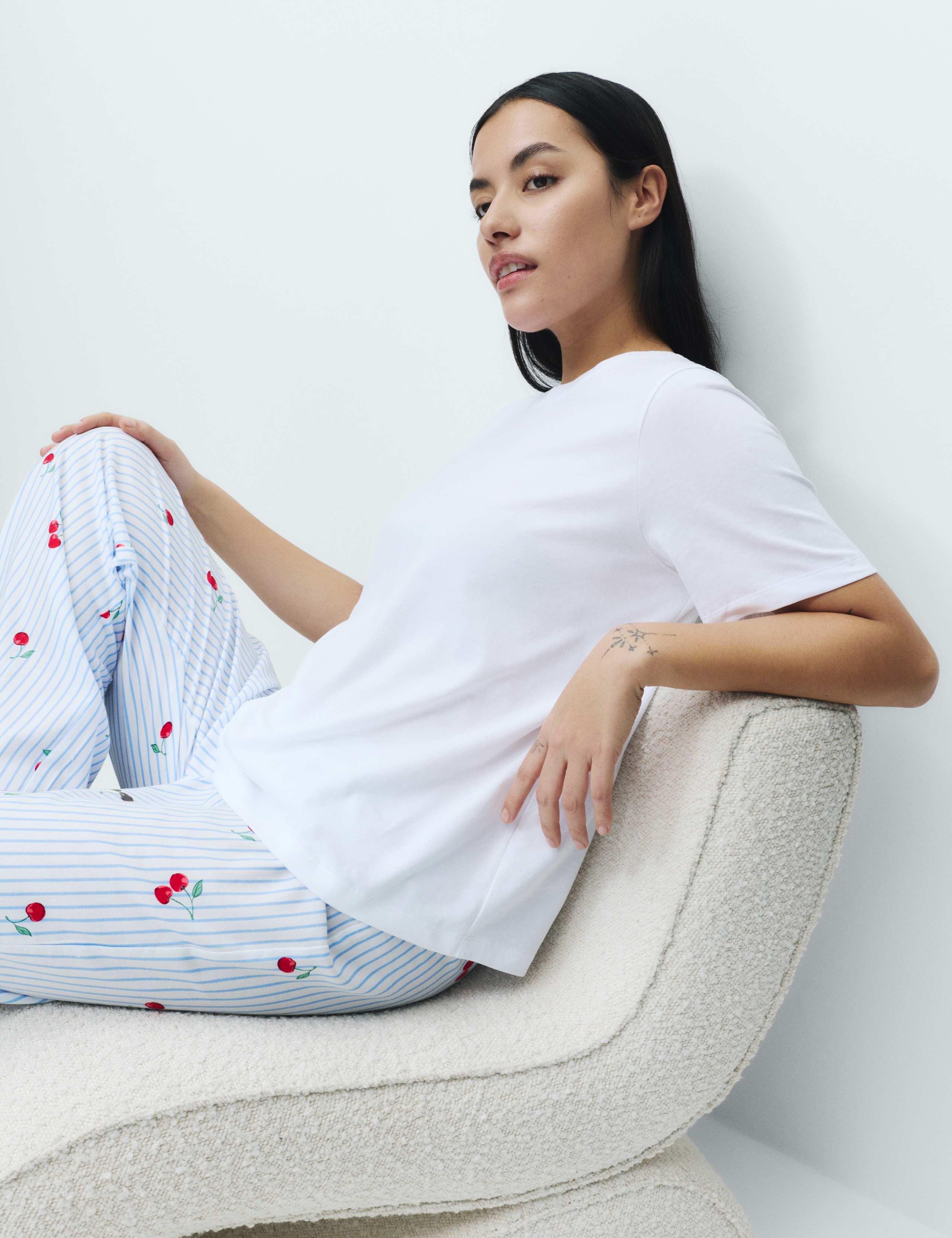 Pure Cotton Pyjama Set With Woven Bottoms 1 of 5