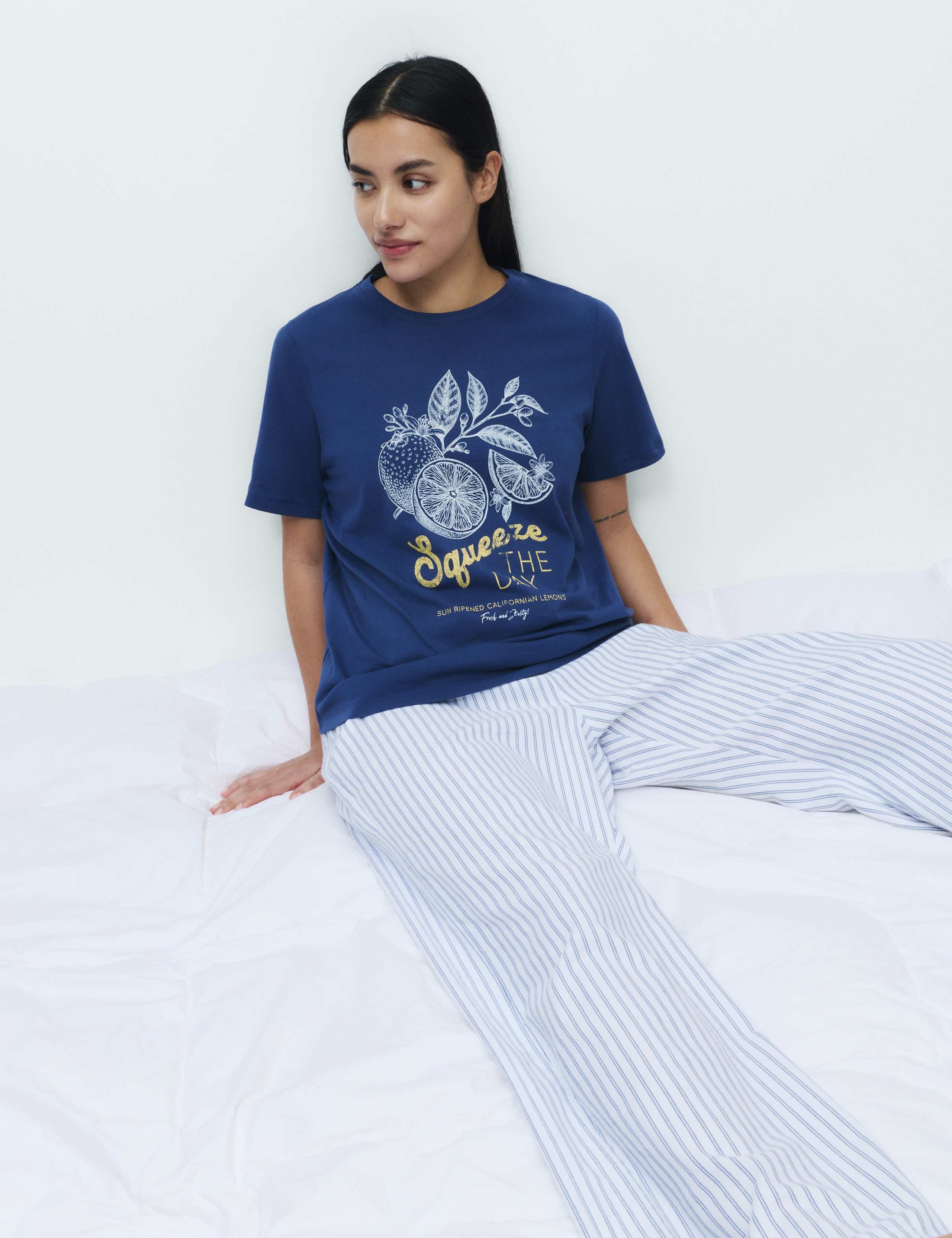 Pure Cotton Pyjama Set With Woven Bottoms 1 of 4