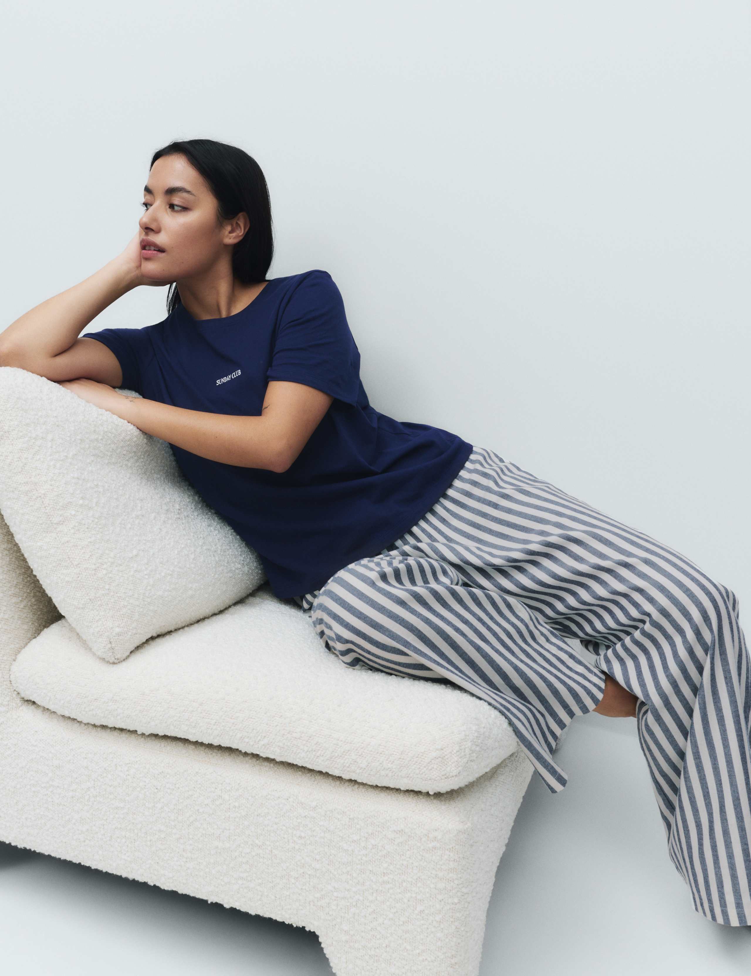 Pure Cotton Pyjama Set With Woven Bottoms 3 of 4