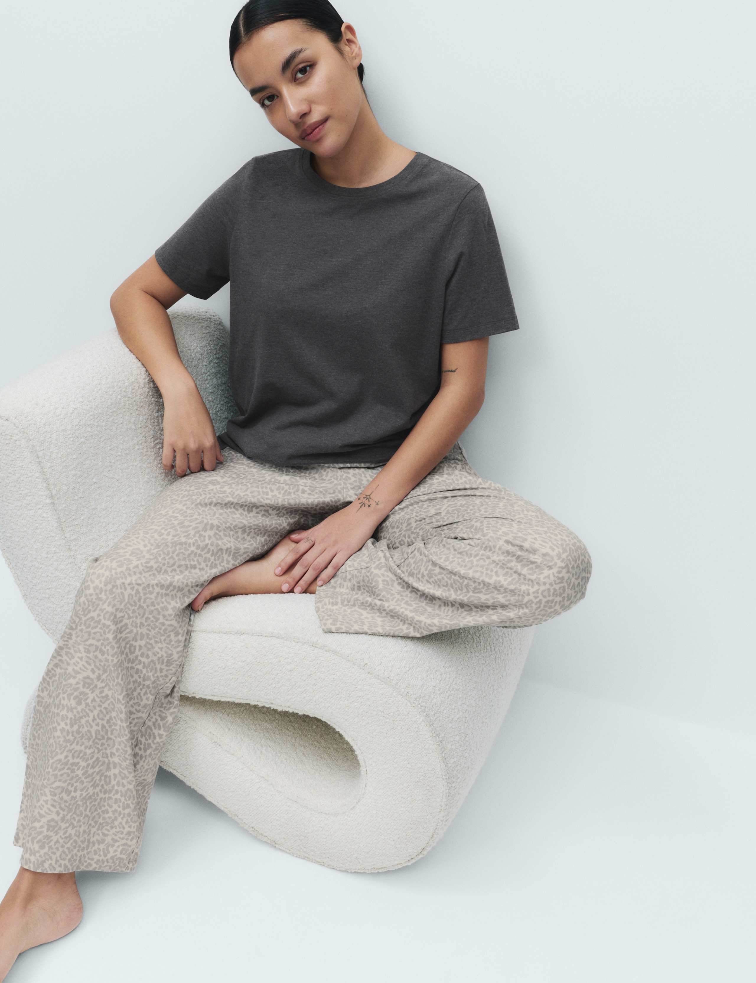 Pure Cotton Pyjama Set With Woven Bottoms 4 of 5