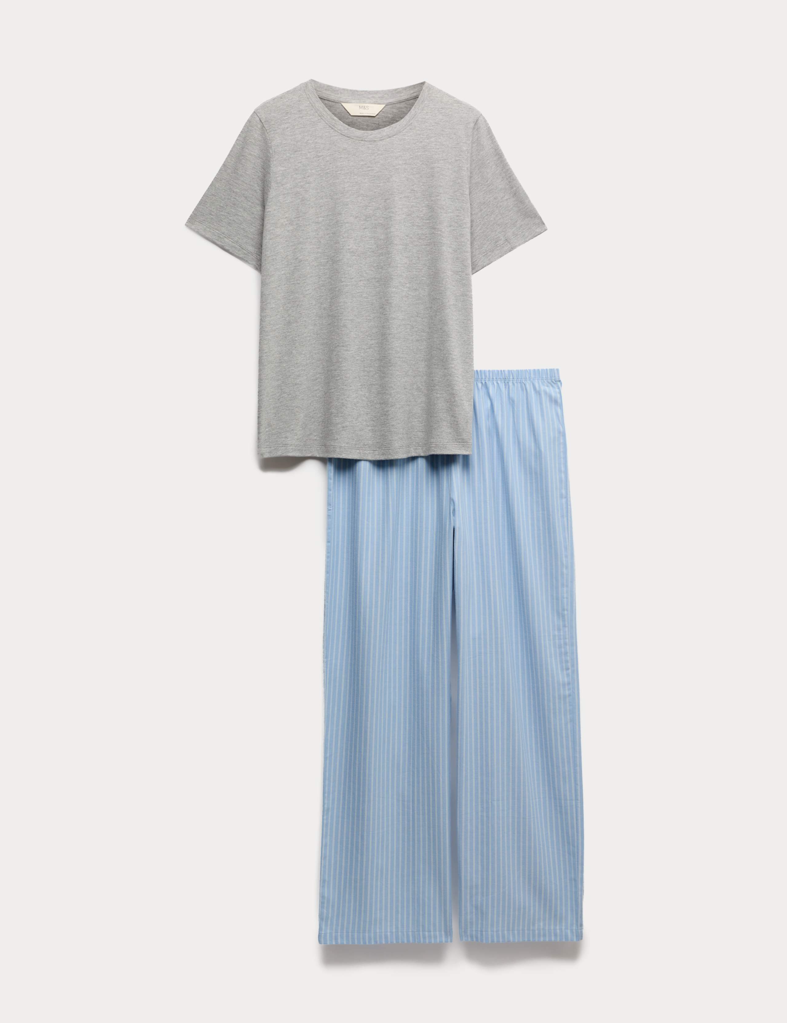 Pure Cotton Pyjama Set With Woven Bottoms 2 of 5