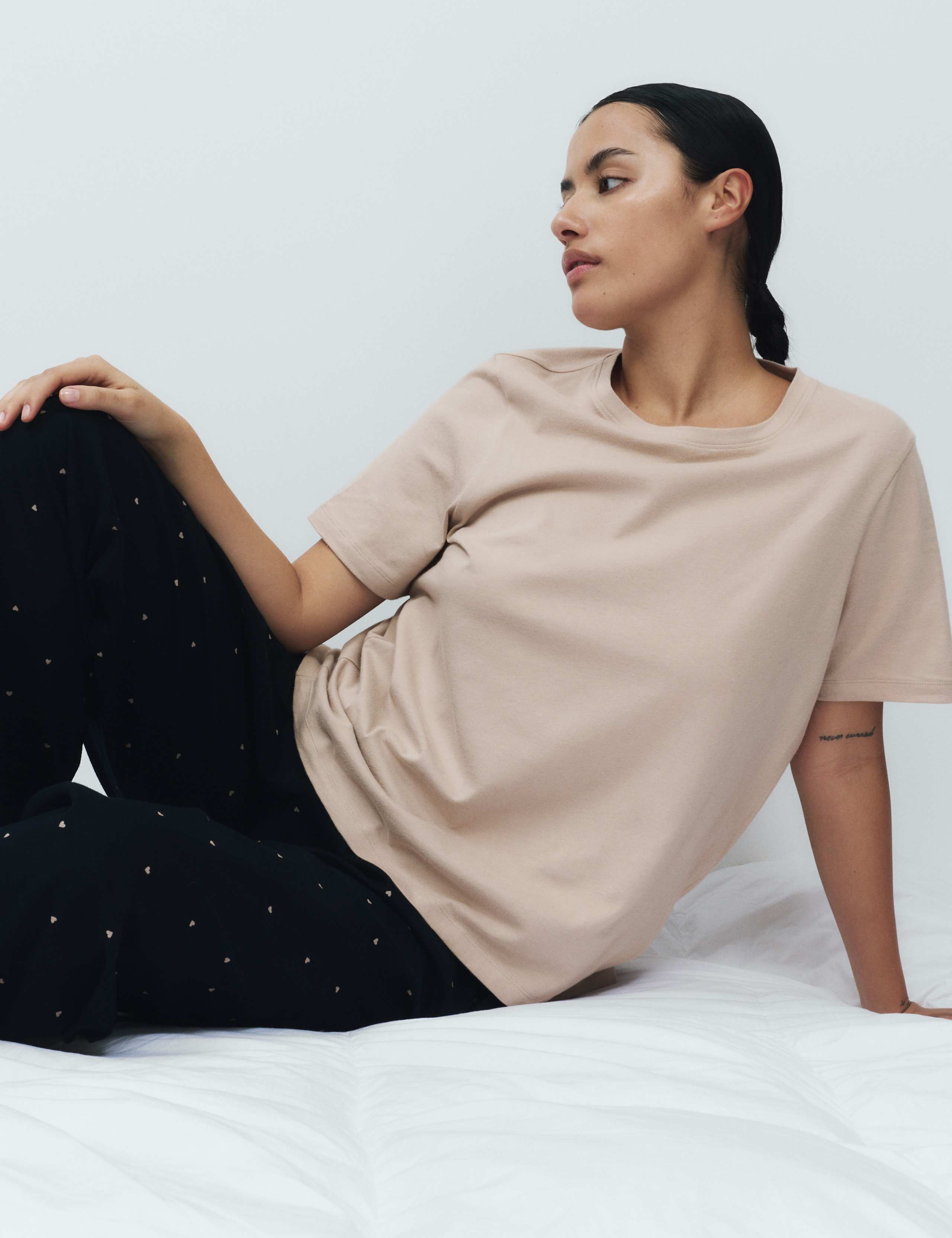 Pure Cotton Pyjama Set With Woven Bottoms 3 of 4