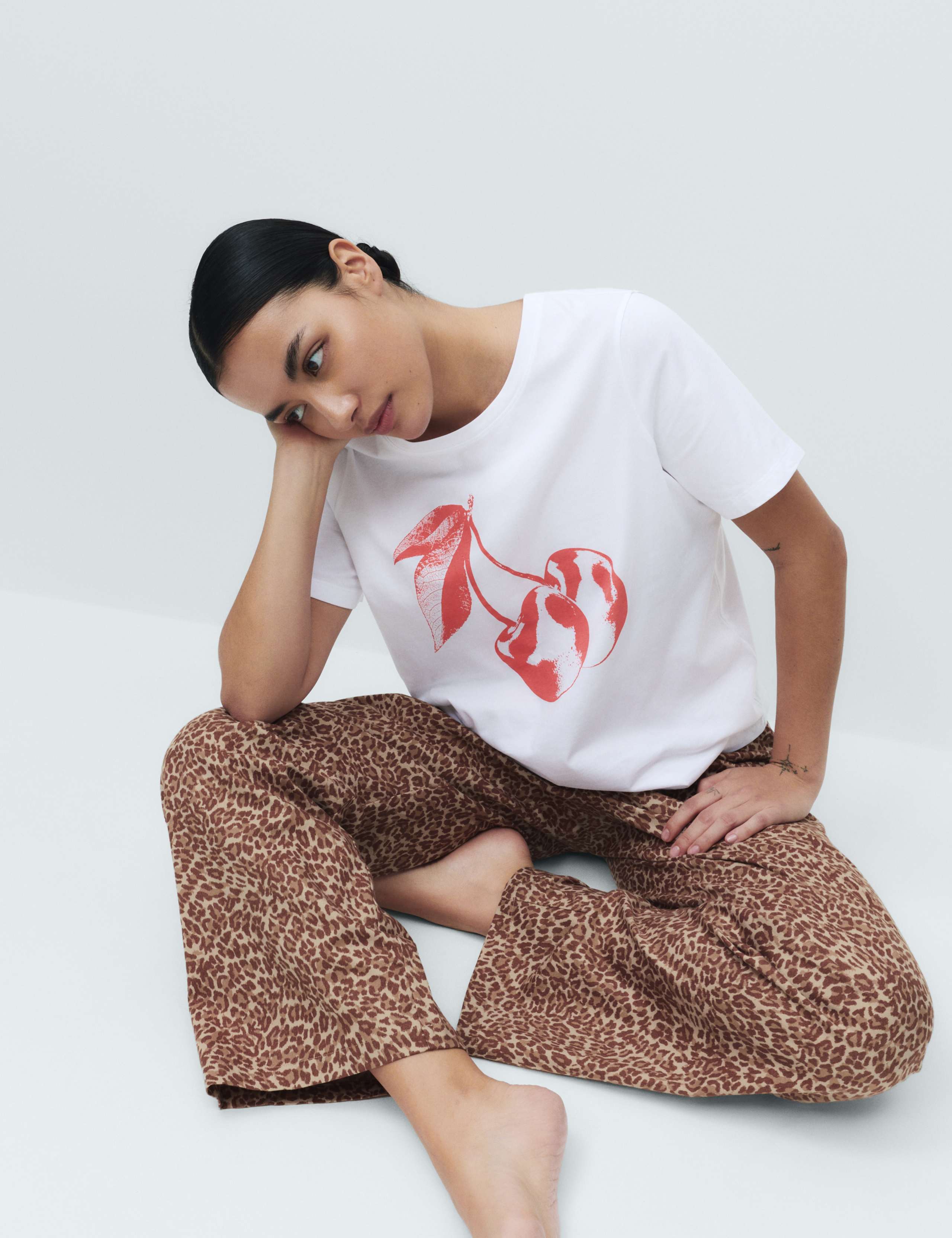 Pure Cotton Pyjama Set With Woven Bottoms 1 of 5