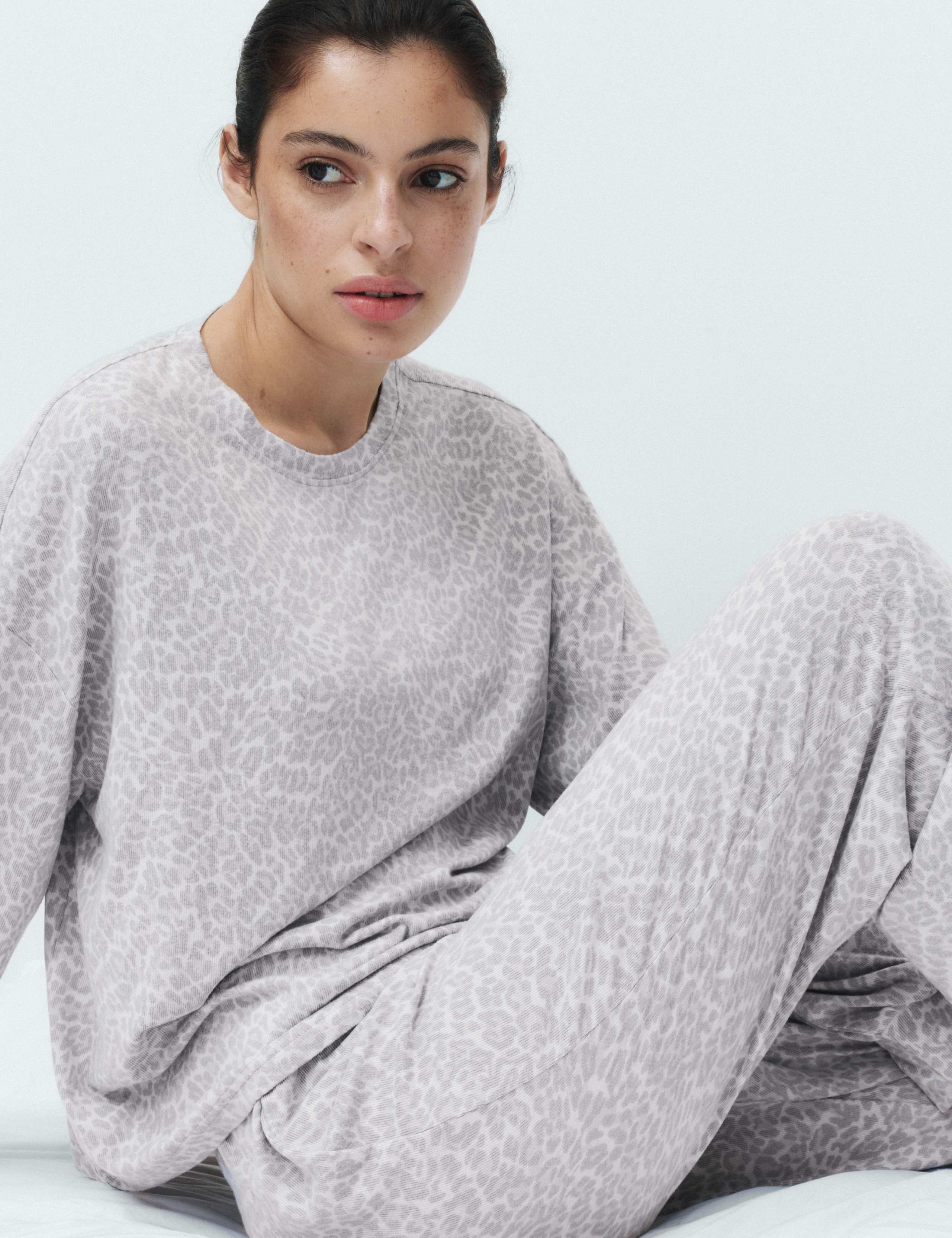 Cosy Knit Printed Cuffed Pyjama Set 1 of 5
