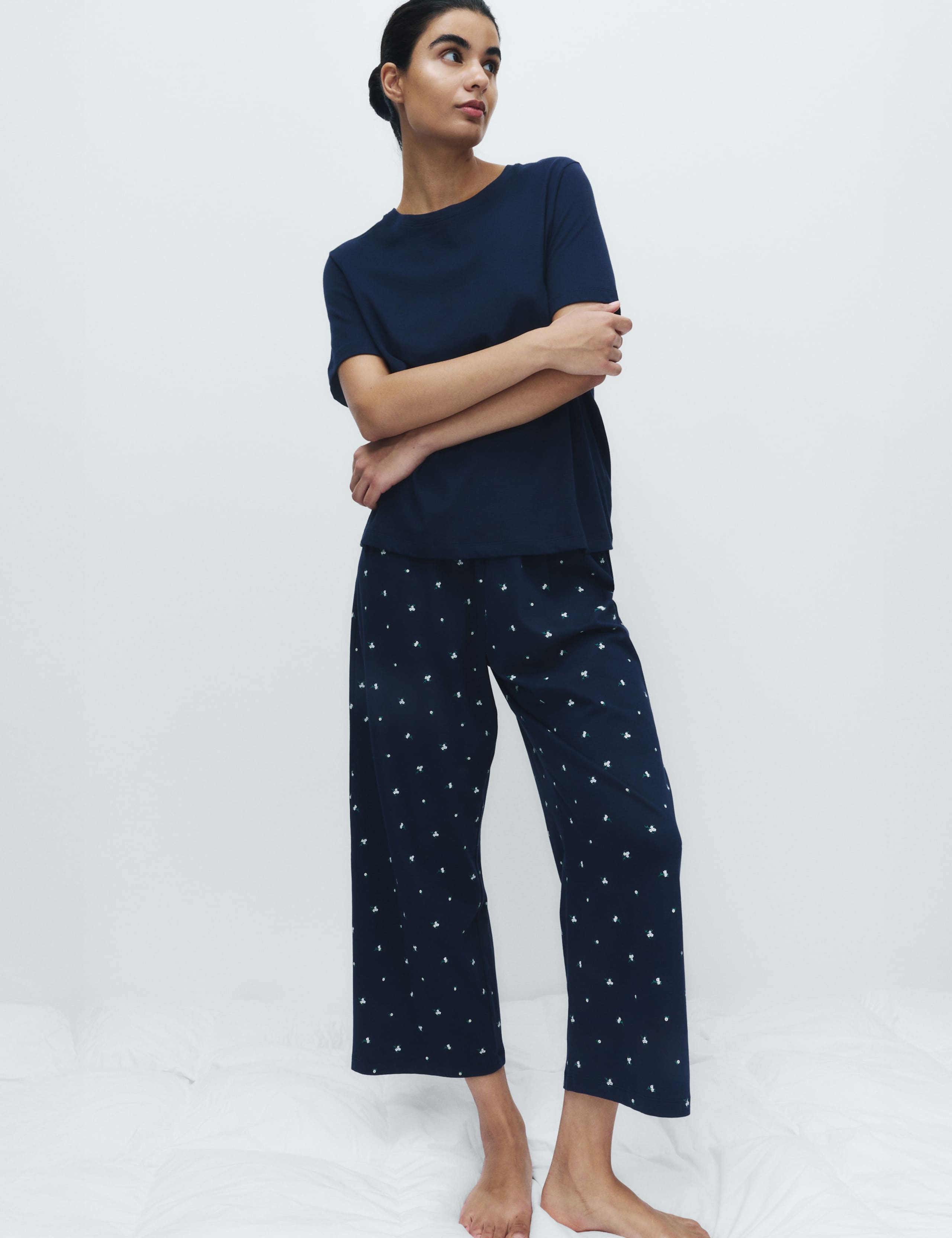 Pure Cotton Printed Cropped Pyjama Set 4 of 4