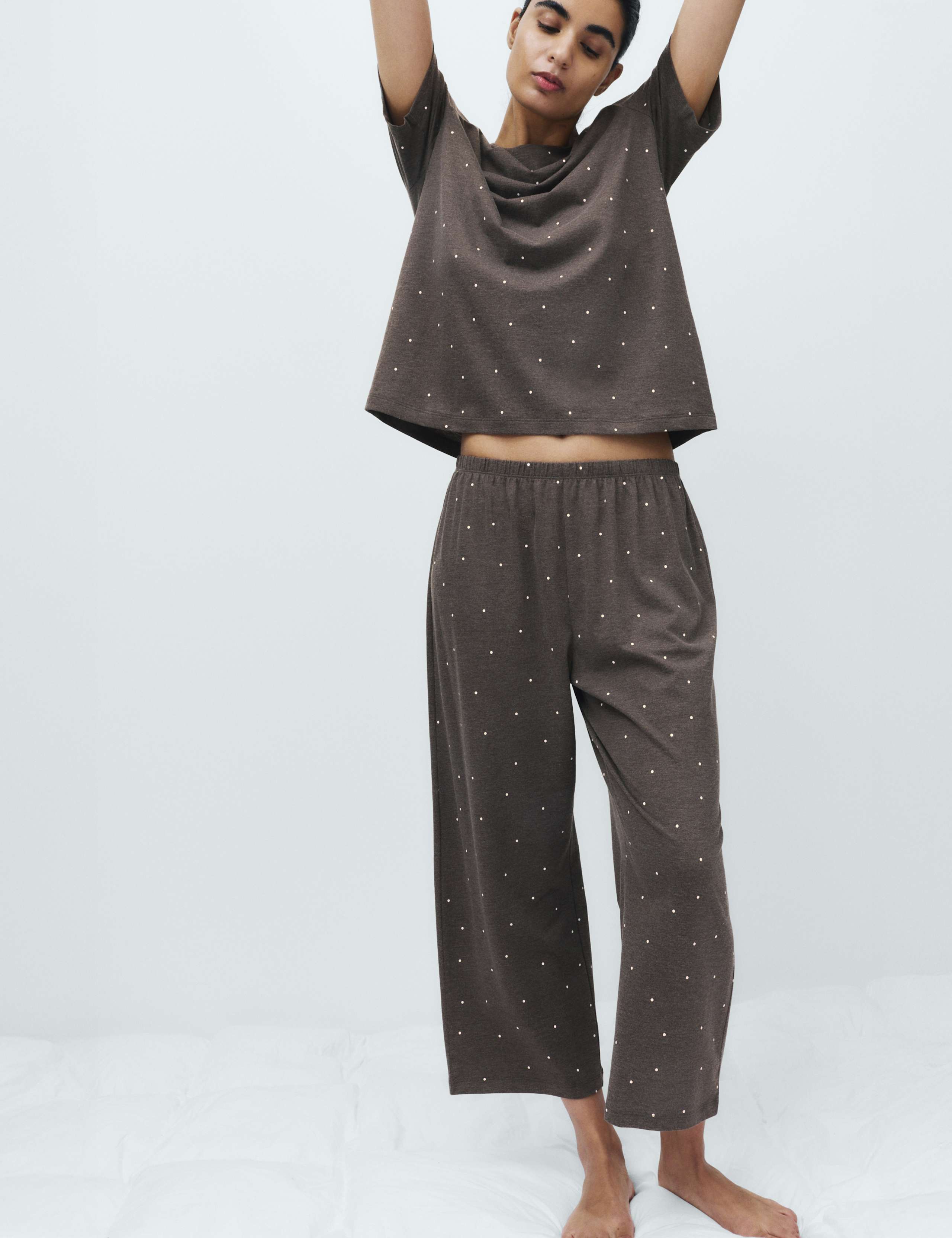 Pure Cotton Printed Cropped Pyjama Set 1 of 4