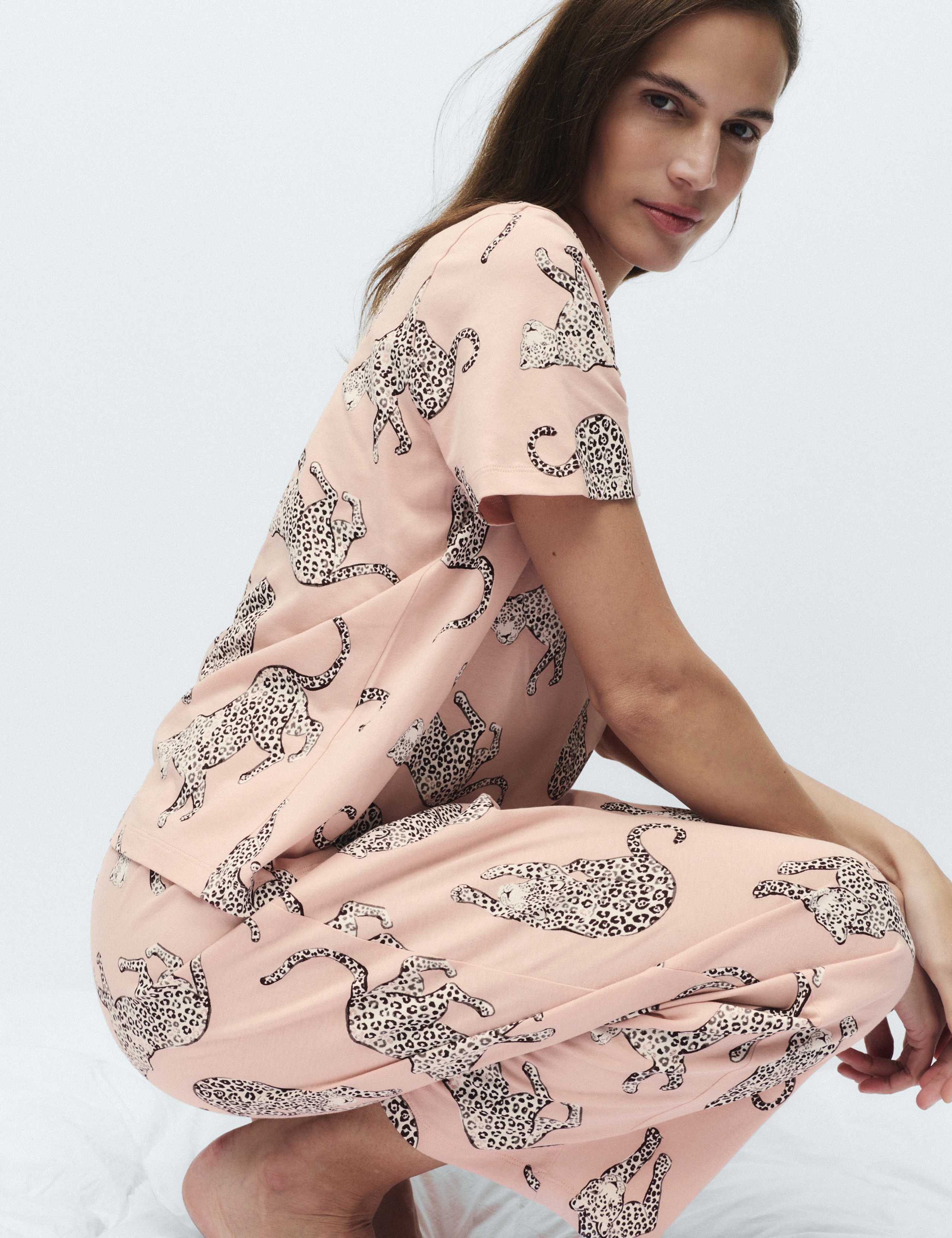 Pure Cotton Printed Cropped Pyjama Set 1 of 6