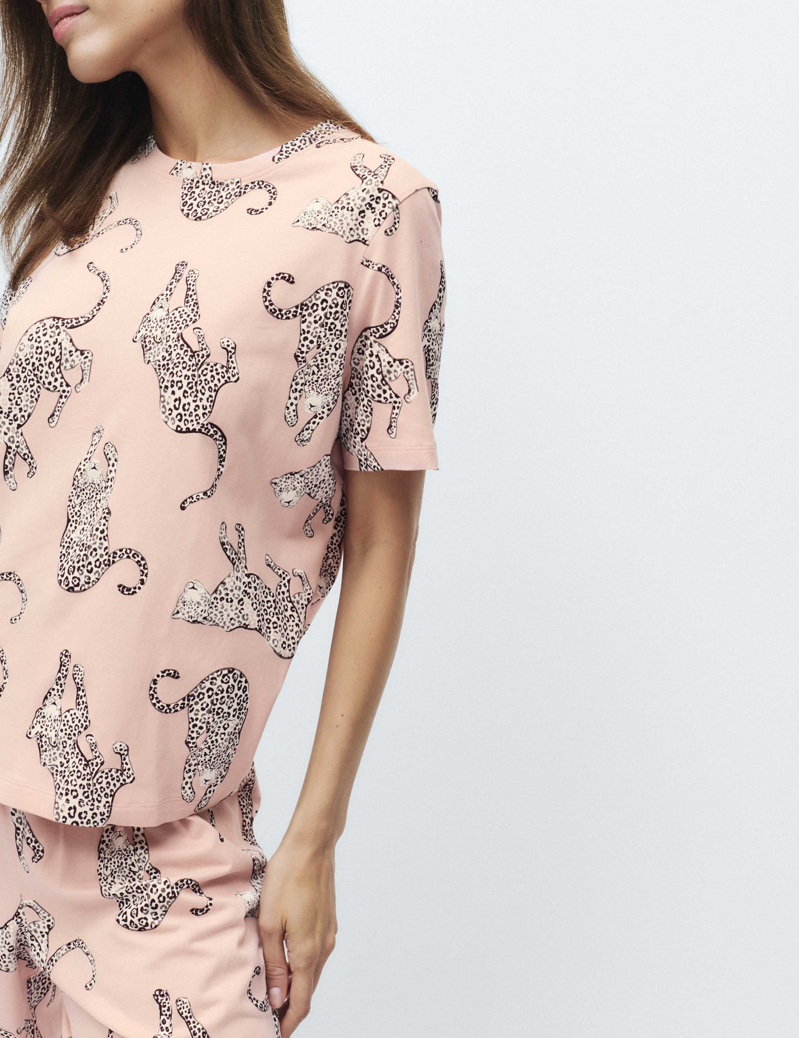 Pure Cotton Printed Cropped Pyjama Set 4 of 6