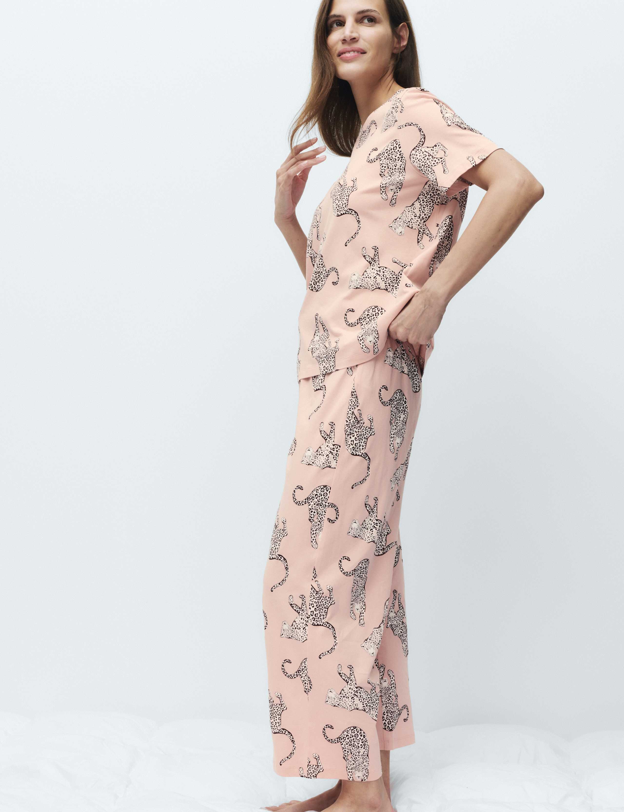 Pure Cotton Printed Cropped Pyjama Set 6 of 6