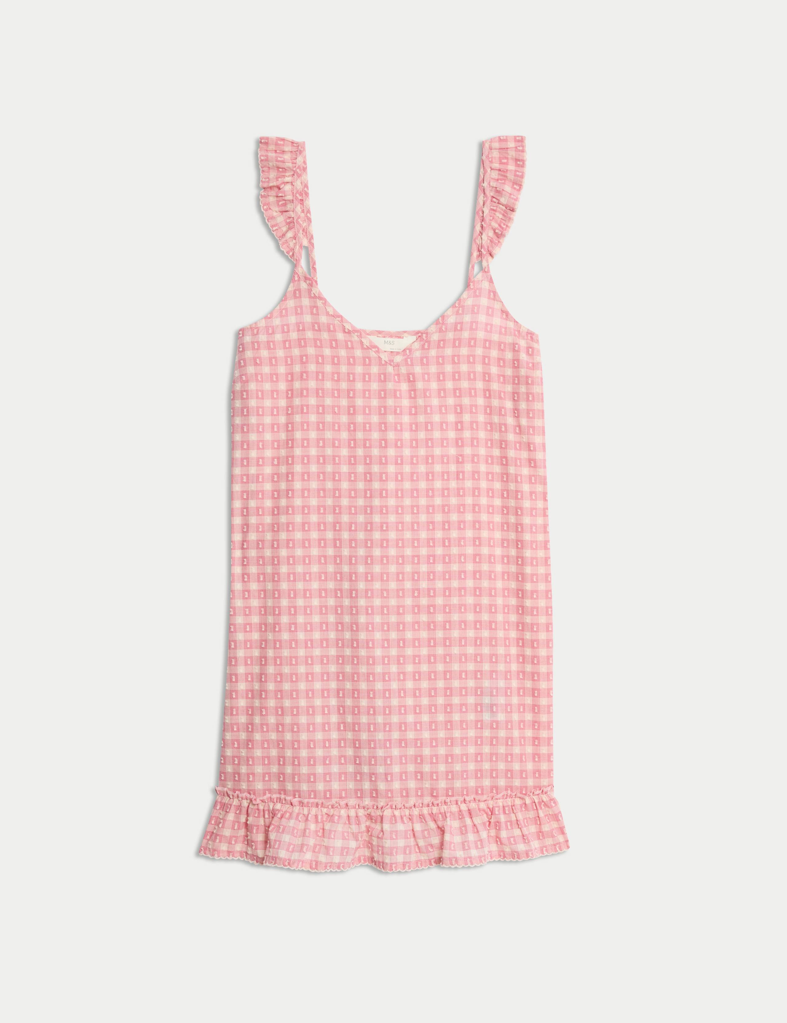 Pure Cotton Gingham Chemise 2 of 4