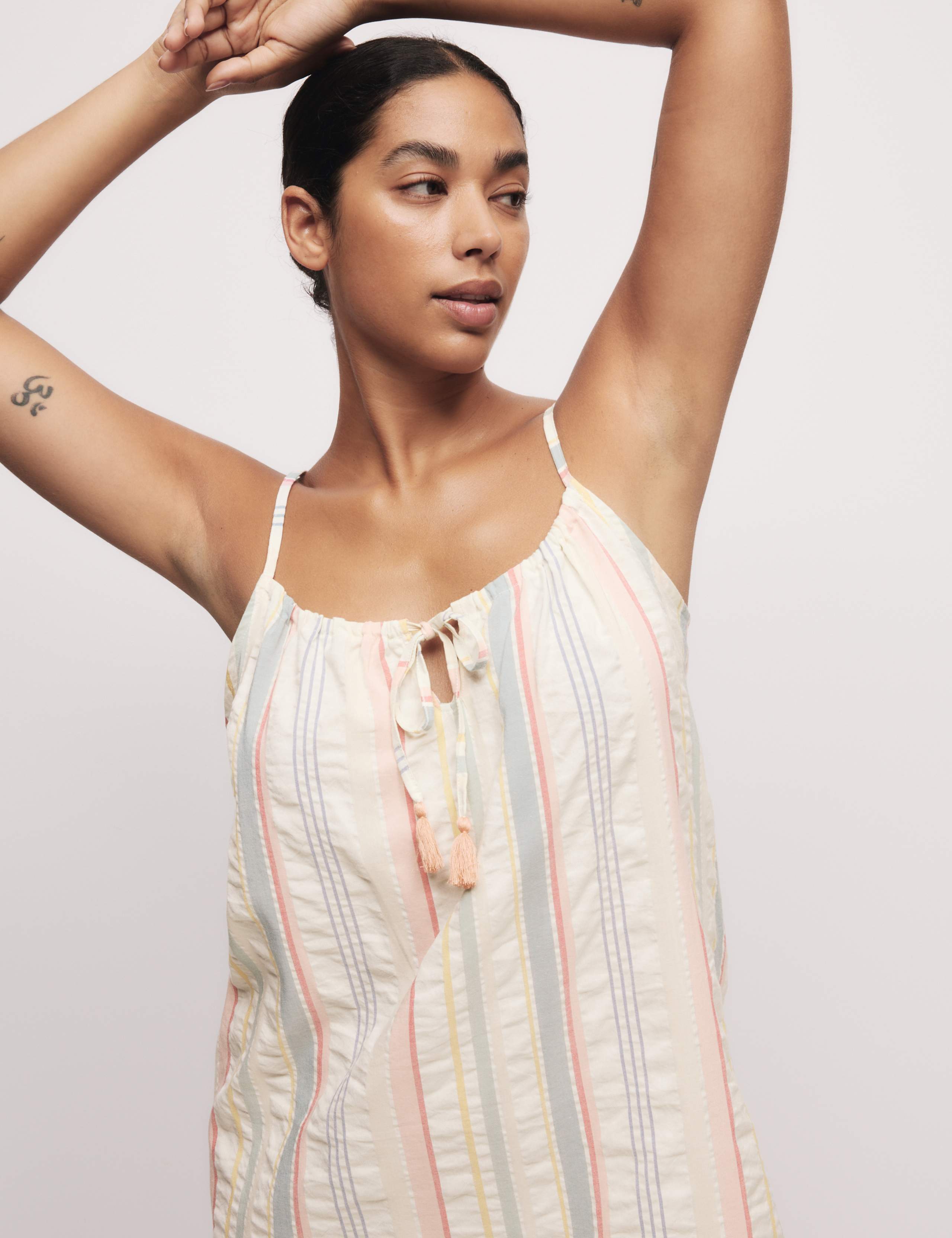 Cotton Rich Seersucker Striped Chemise 3 of 5