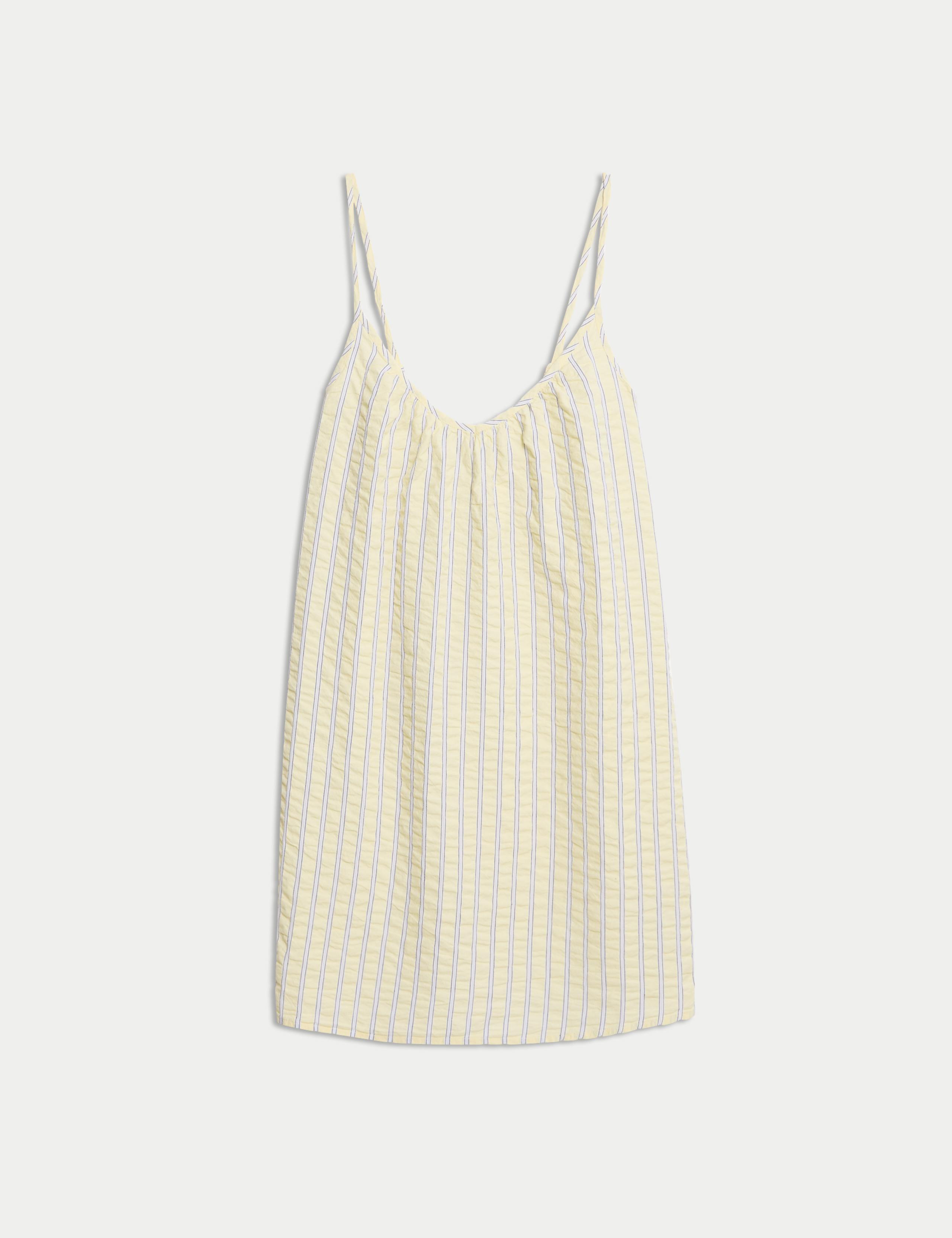 Pure Cotton Seersucker Striped Chemise 2 of 4