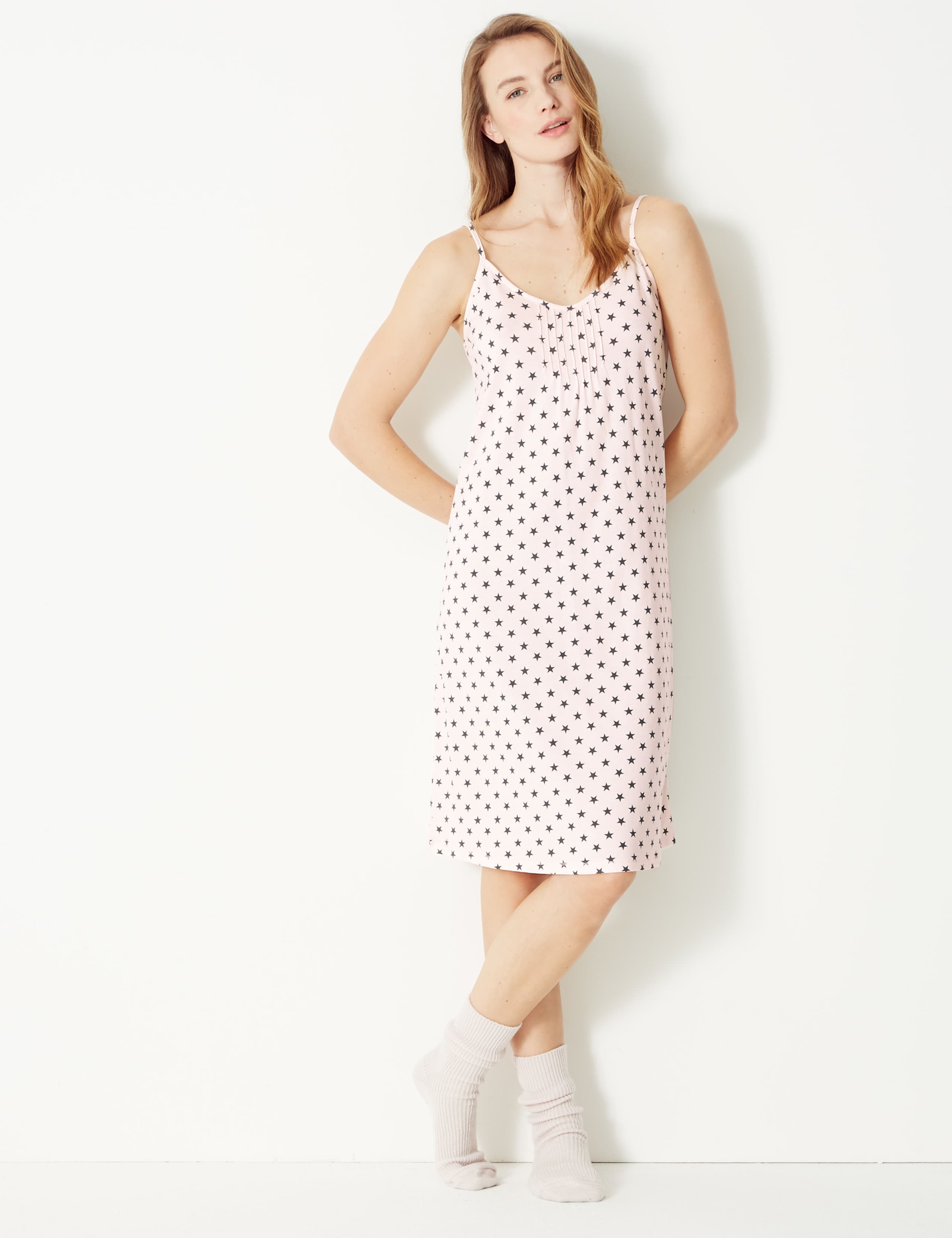 Cool Comfort™ Cotton Modal Star Strappy Chemise 3 of 3