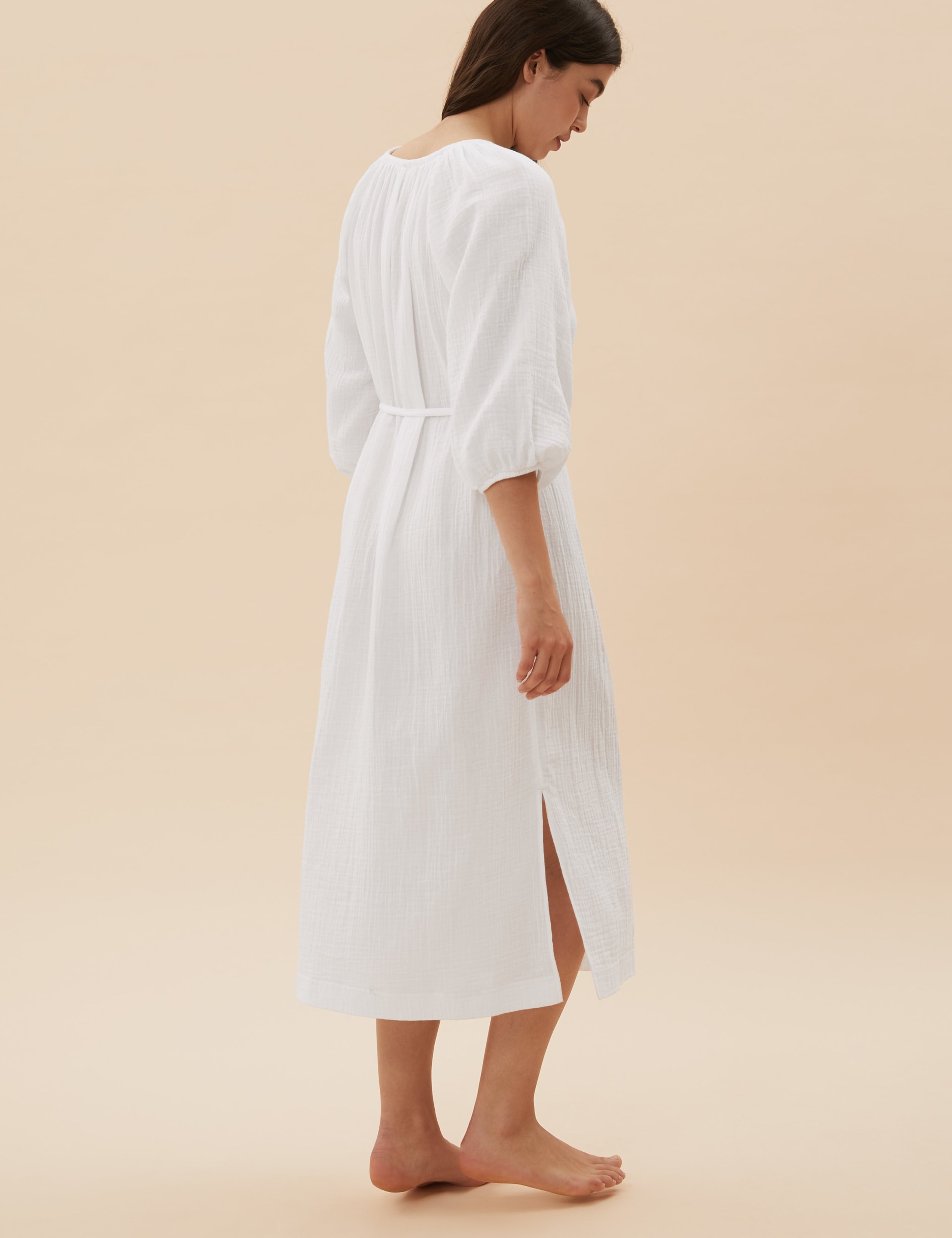 Pure Cotton Muslin Long Nightdress 4 of 5