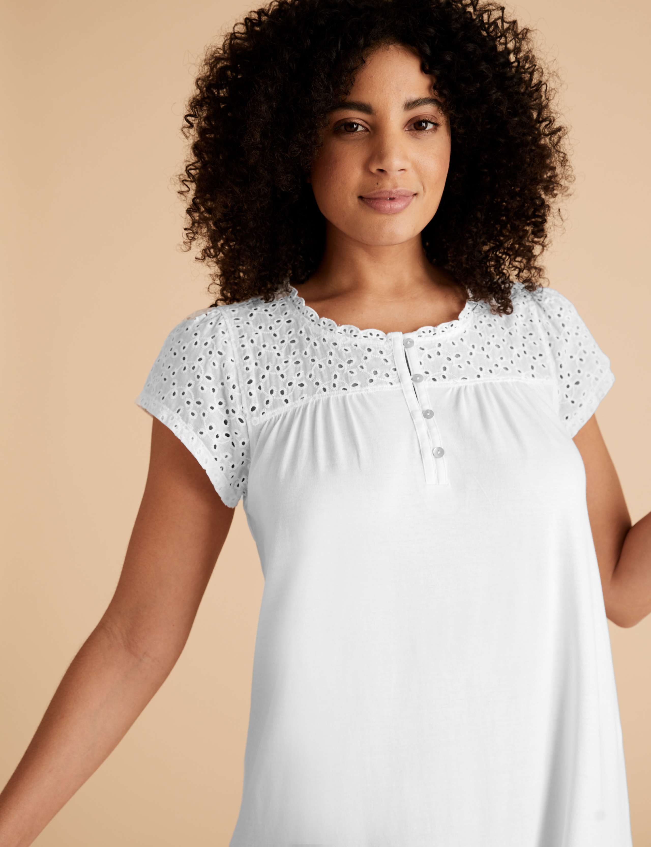 Pure Cotton Broderie Trim Nightdress 3 of 4