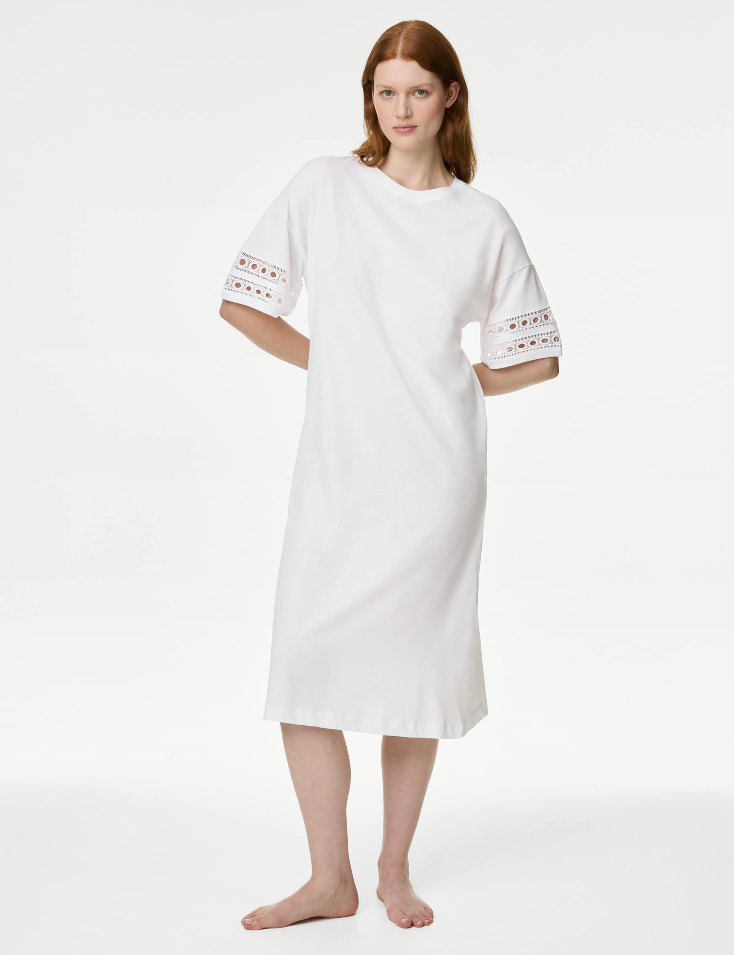 Pure Cotton Broderie Trim Nightdress 3 of 4
