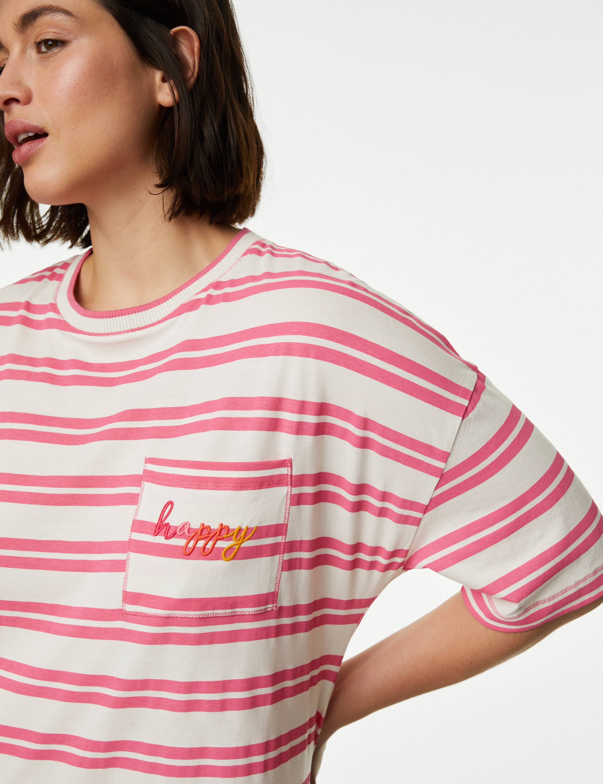 Pure Cotton Striped Long Nightdress 4 of 5